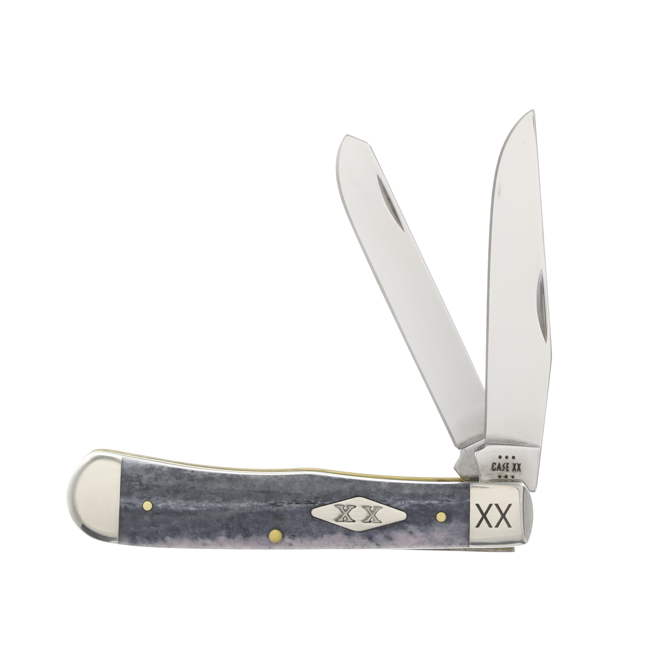 Case XX Trapper Folding Knife Gray Bone with Diamond Shield and XX Bolsters CA6703 View 1