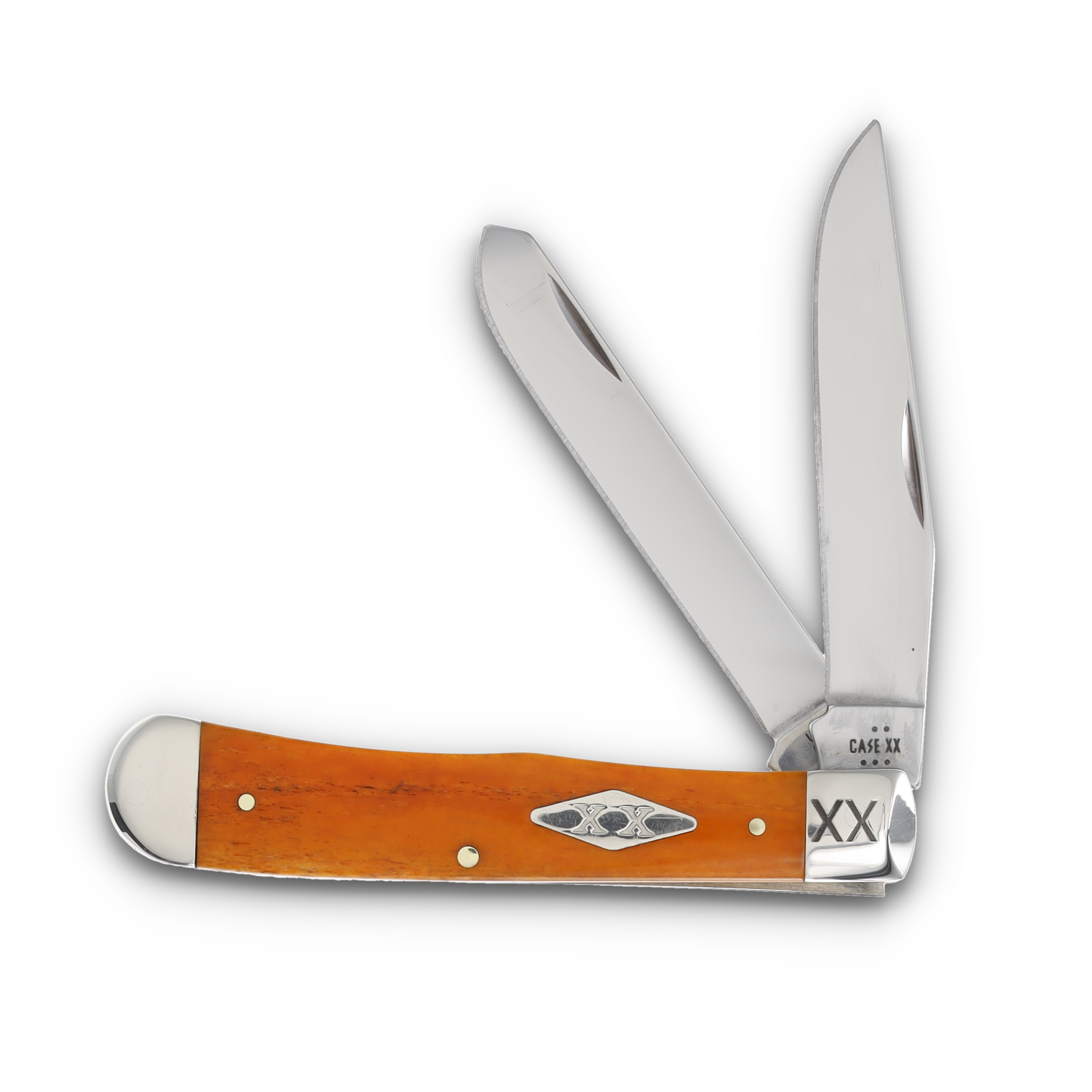 Case Persimmon Bone Trapper With Diamond Shield & Engraved XX Bolster CA12542 View 1