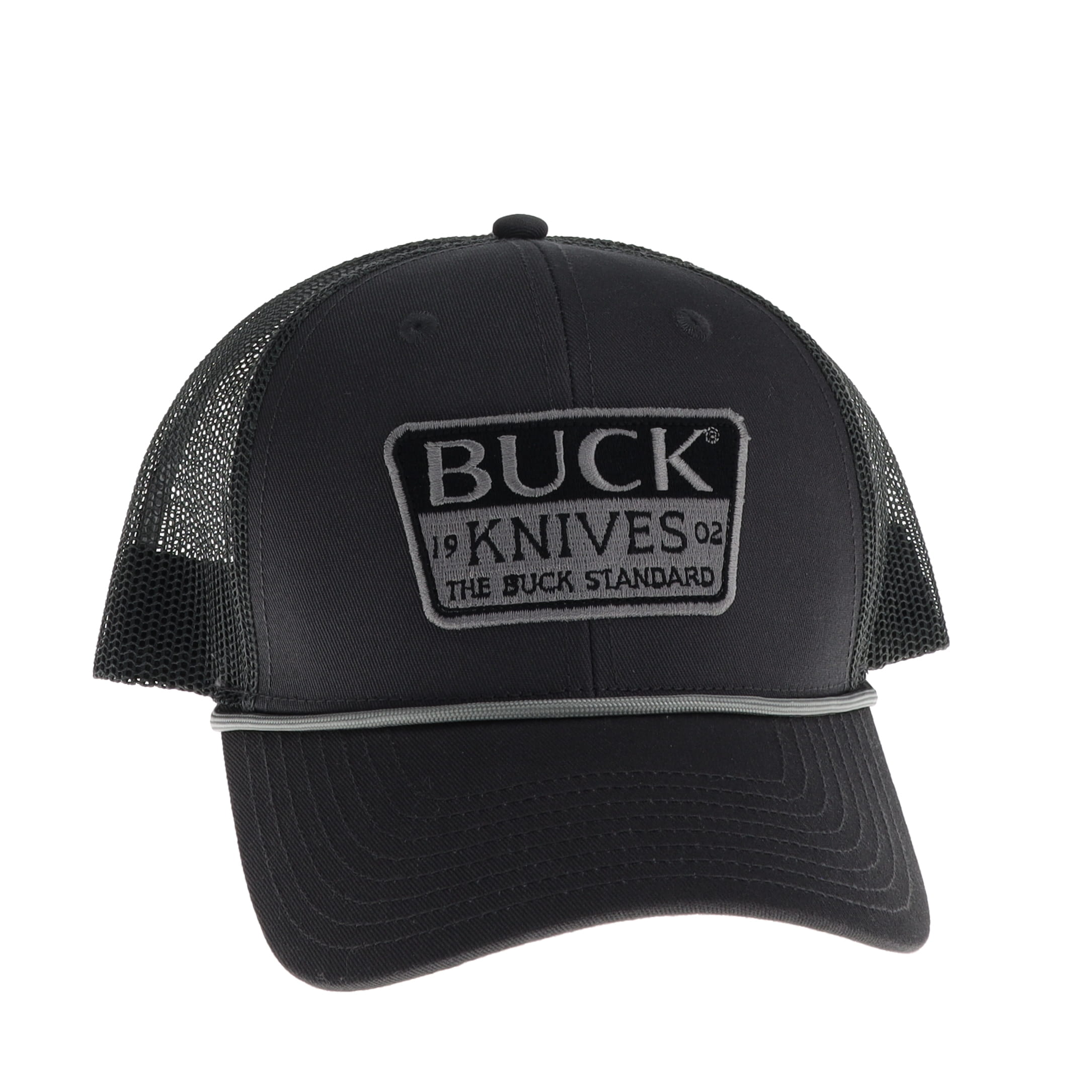 Buck Embroidered Patch Mesh Snapback Charcoal Hat BU89188 View 2