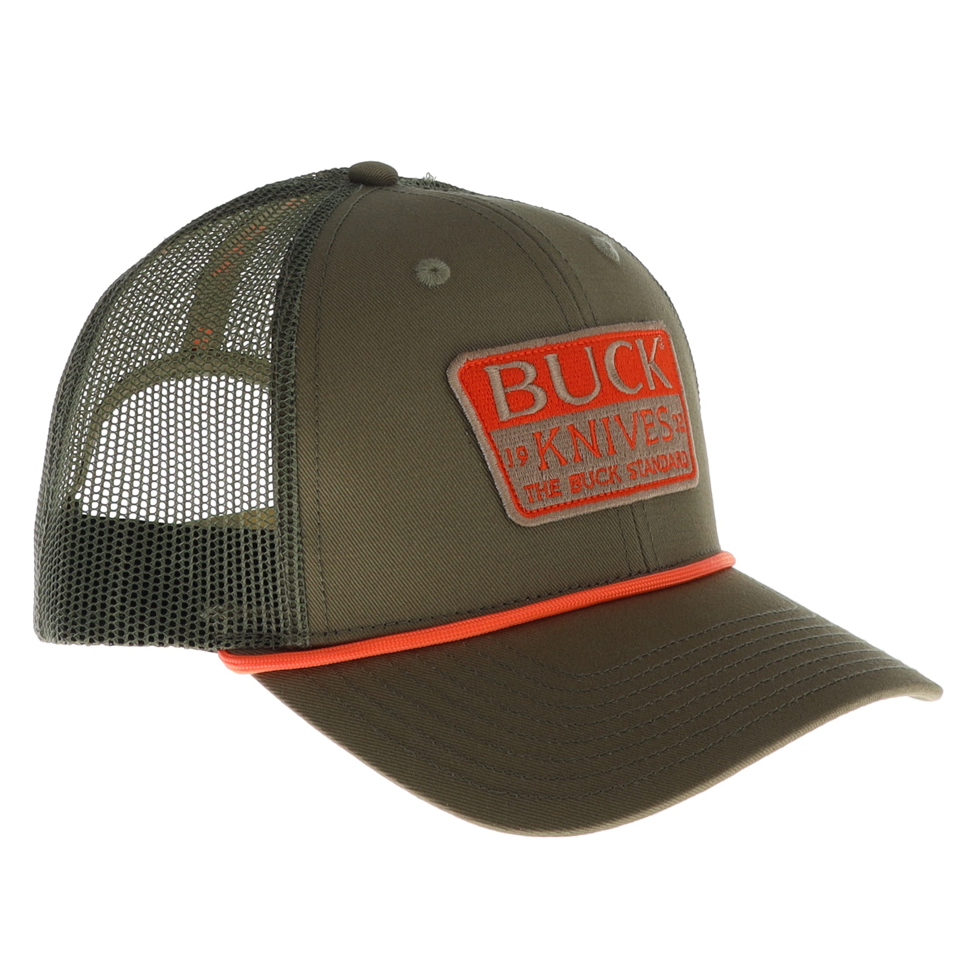 Buck Embroidered Patch Mesh Snapback O.D. Green Hat BU89189 View 3