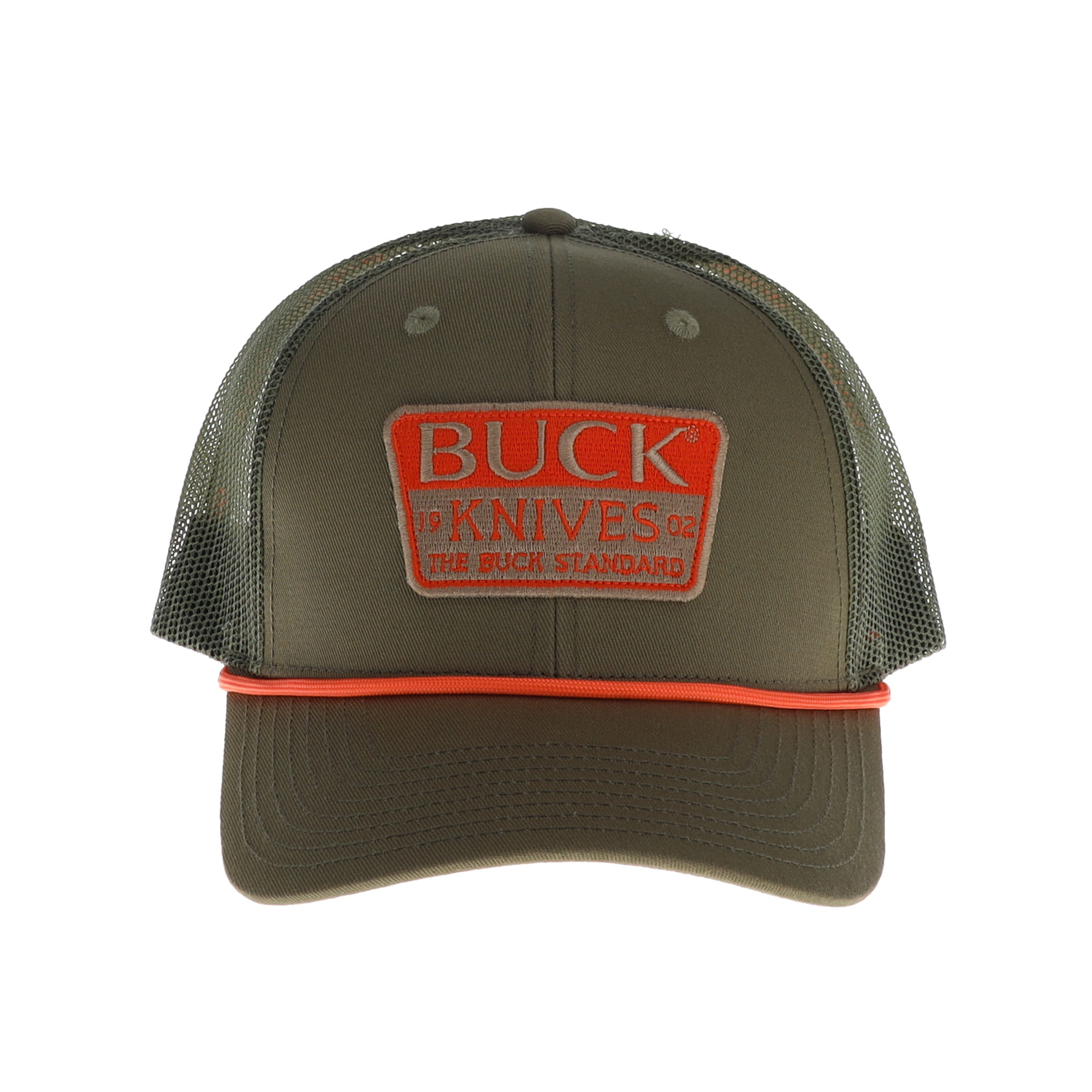 Buck Embroidered Patch Mesh Snapback O.D. Green Hat BU89189 View 2