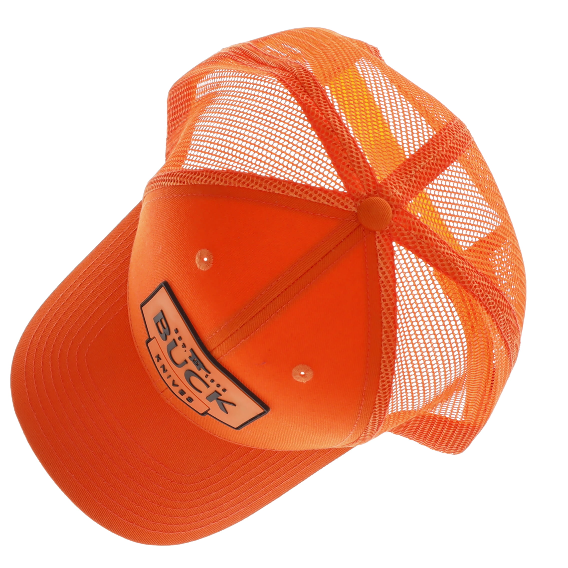 Buck Logo PVC Patch Mesh Snapback Blaze Orange Hat BU89190 View 7