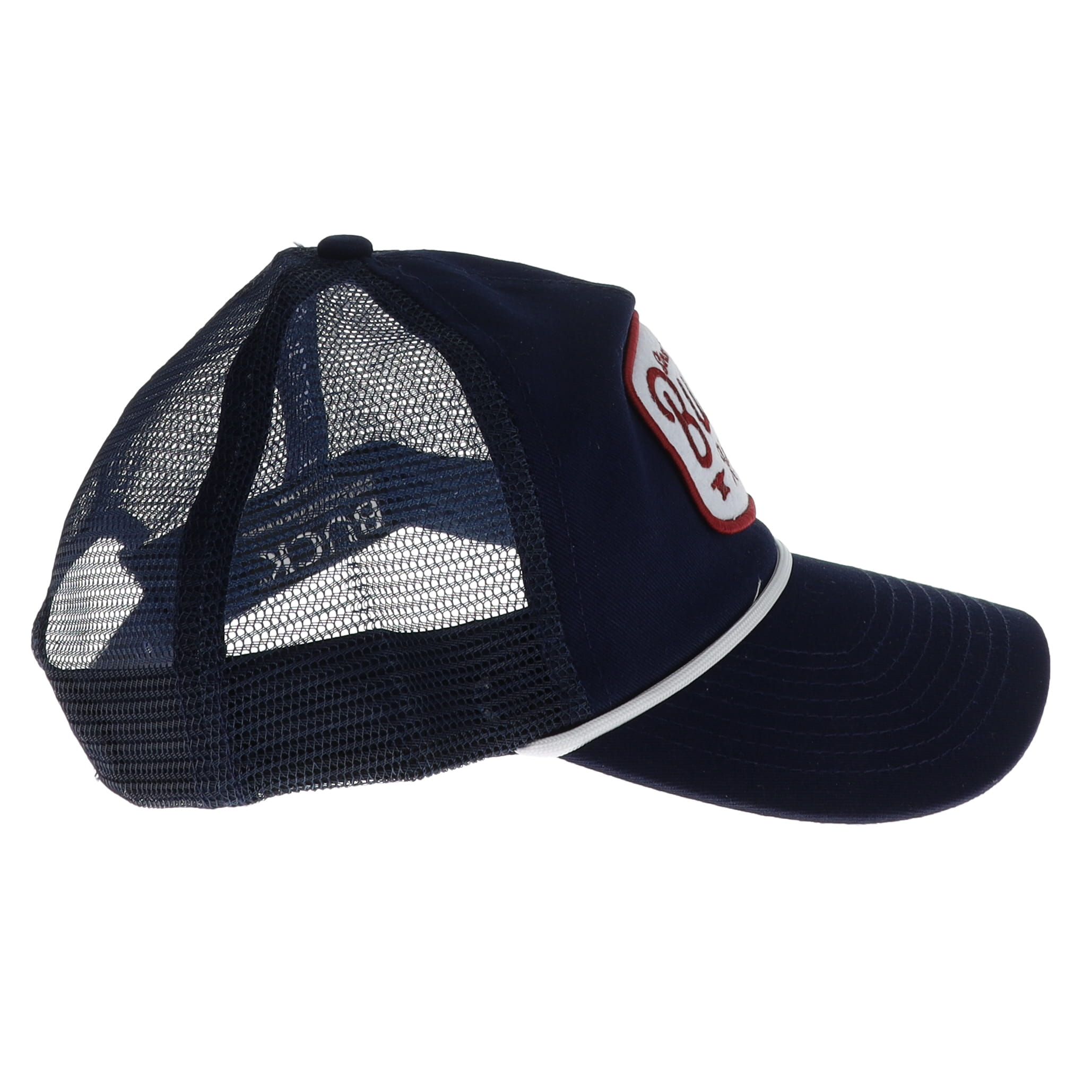 Buck Rounded Felt Patch 5-Panel Mesh Snapback Navy Hat BU89186 View 6