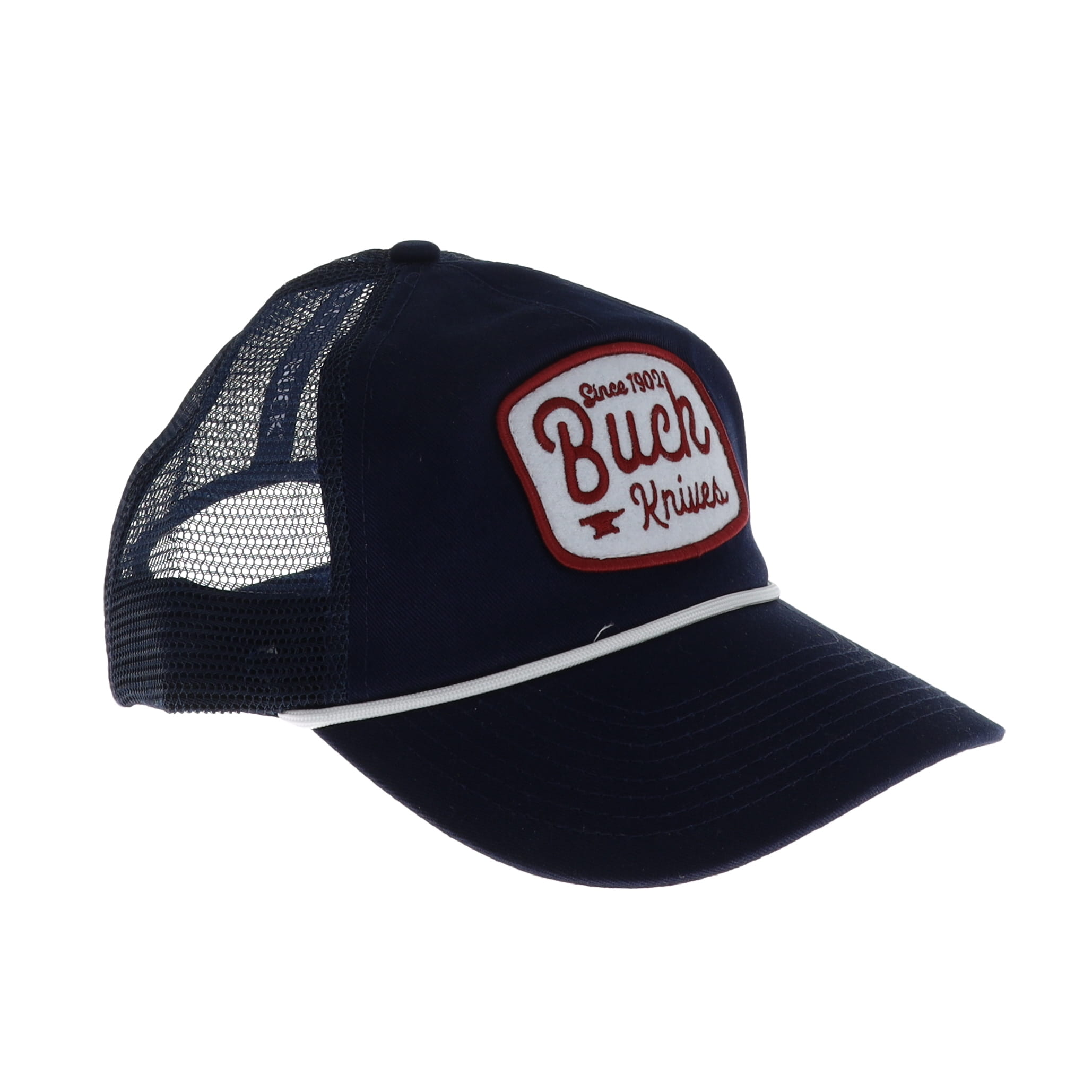 Buck Rounded Felt Patch 5-Panel Mesh Snapback Navy Hat BU89186 View 3