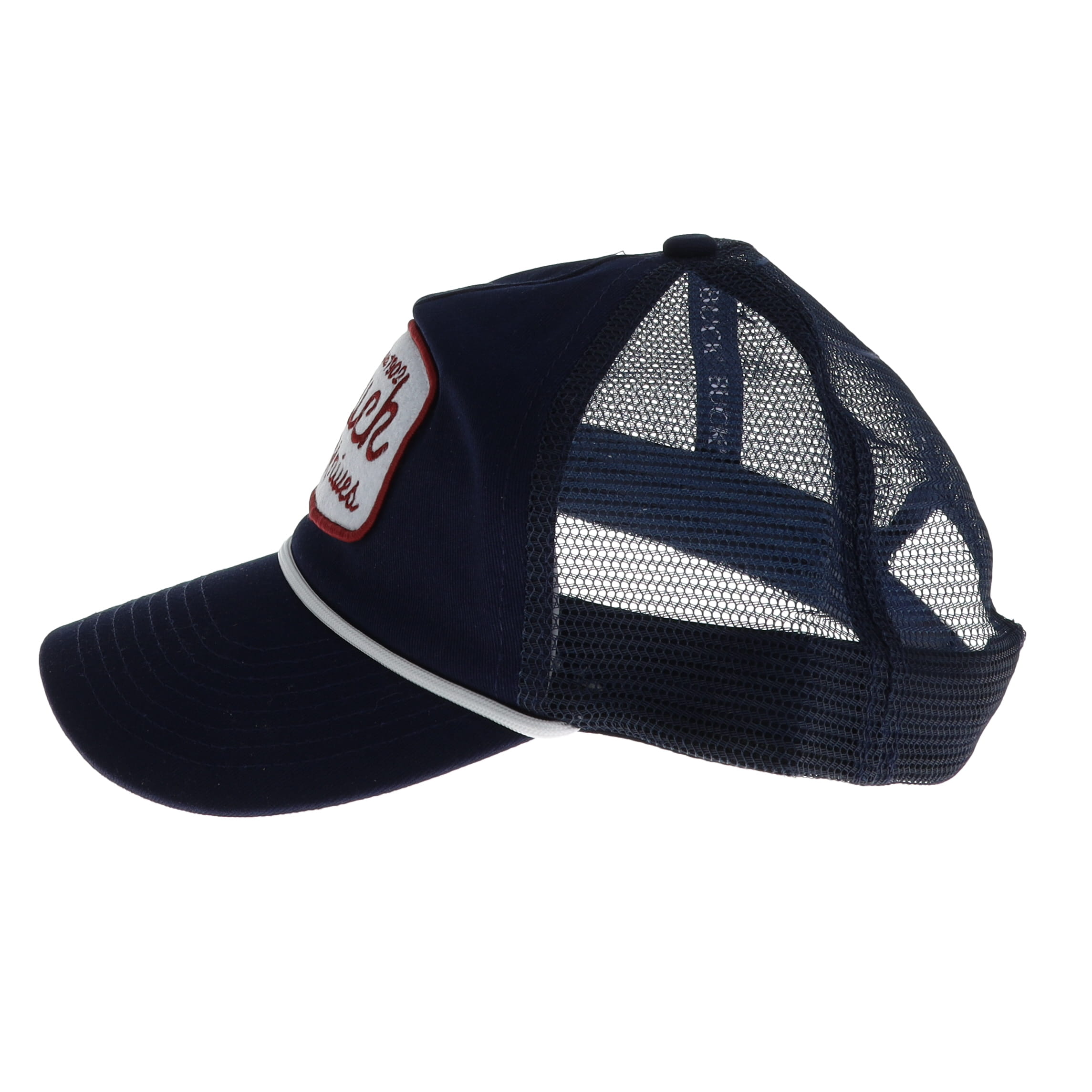 Buck Rounded Felt Patch 5-Panel Mesh Snapback Navy Hat BU89186 View 4