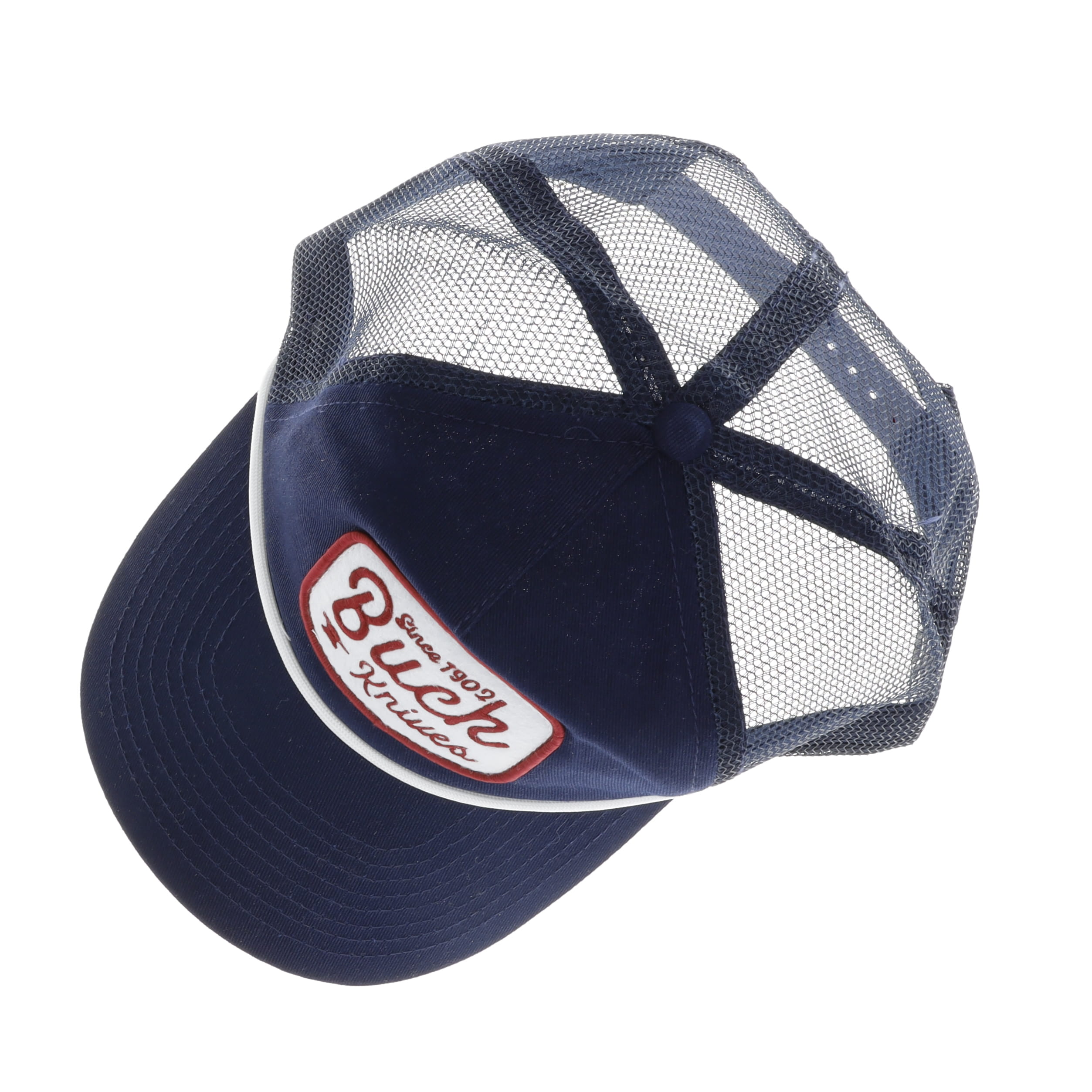 Buck Rounded Felt Patch 5-Panel Mesh Snapback Navy Hat BU89186 View 5