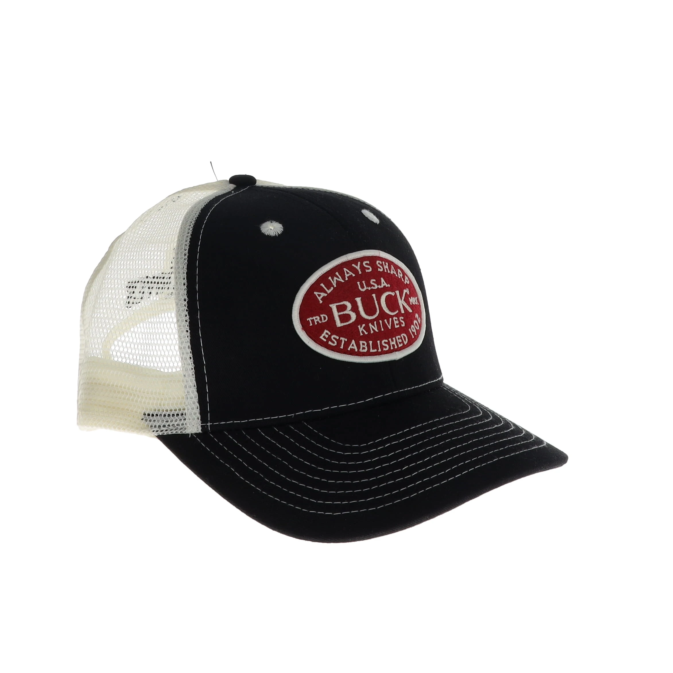 Buck U.S.A. Felt Patch Mesh Snapback Black-Bone Hat BU89185 View 3