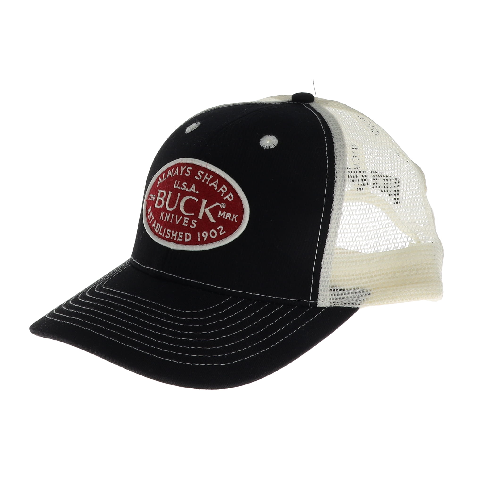 Buck U.S.A. Felt Patch Mesh Snapback Black-Bone Hat BU89185 View 1