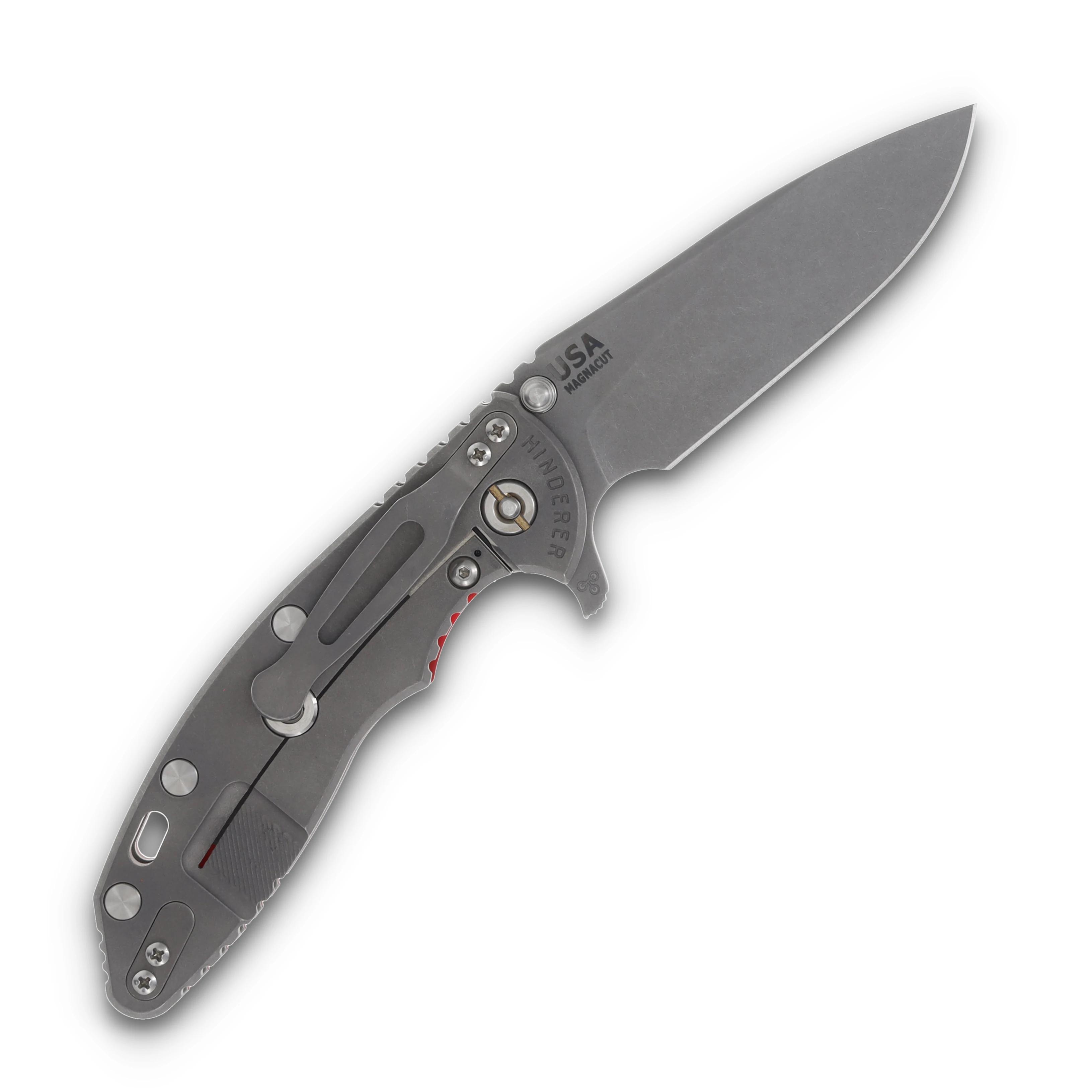Hinderer XM-18 Skinny Slicer Red 3.5in Plain Working Finish Drop Point KXM35SKSLTWWFRD View 3
