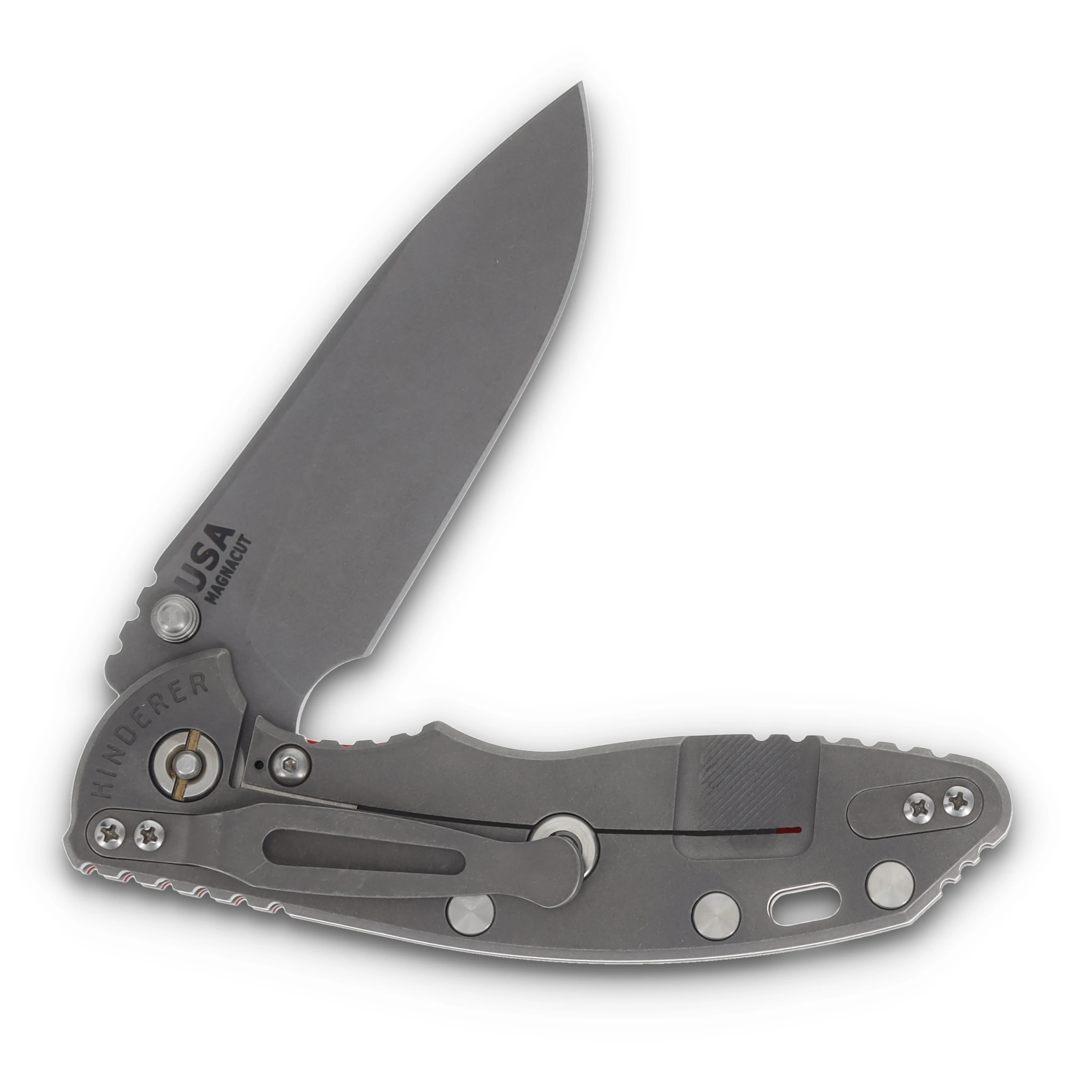 Hinderer XM-18 Skinny Slicer Red 3.5in Plain Working Finish Drop Point KXM35SKSLTWWFRD View 4