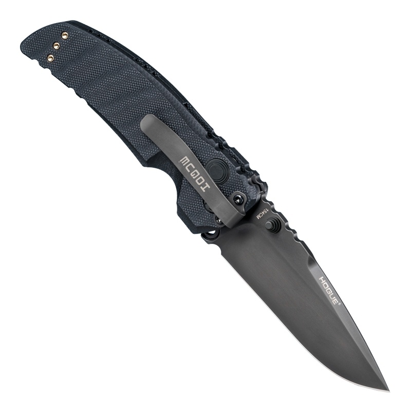 HOGUE EX-01 3.5" Sig Tactical Folder Drop Point Blade Grey Cerakote G-10 Frame - Solid Black - Grey Sig Medallion HG36172 View 2