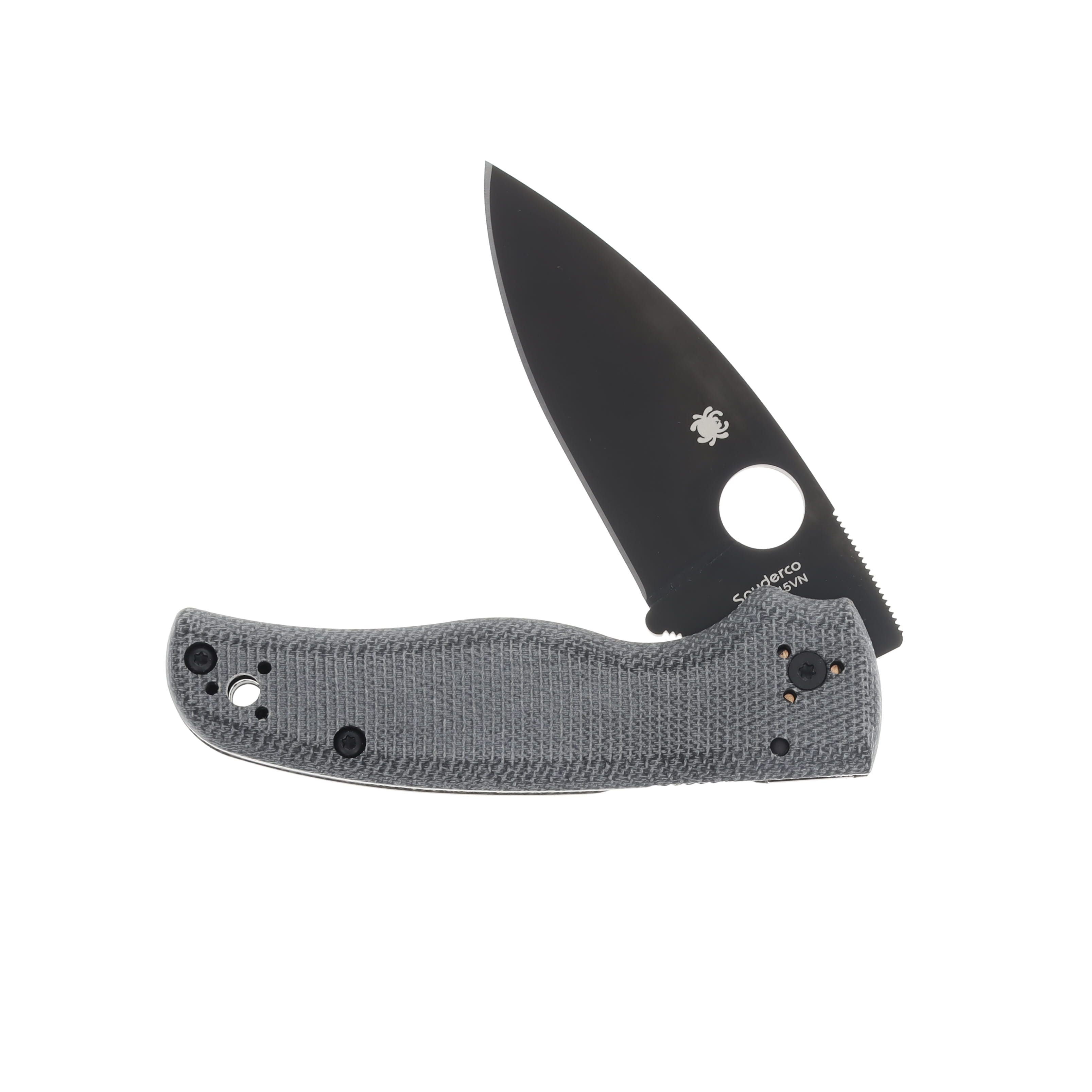 Spyderco SMKW Exclusive Smoky Gray Shaman with Gray Canvas Micarta Black Blade CPM S45VN Plain Edge SPC229MGYS45BKP View 5