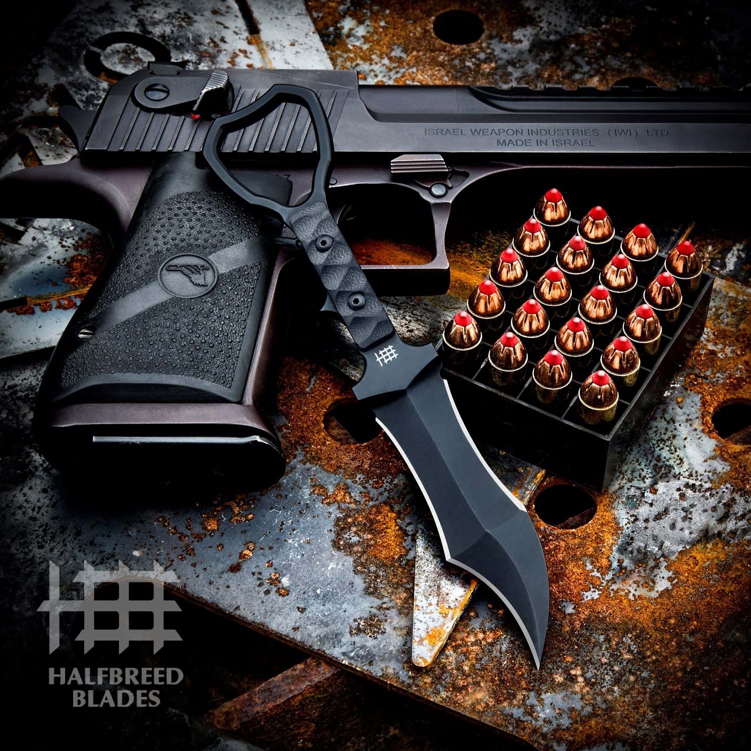 Halfbreed Compact Clearance Knife Gen 2- Tuhon Raptor - Black Sculpted Handles - K110 CCK03BLKG2 View 7