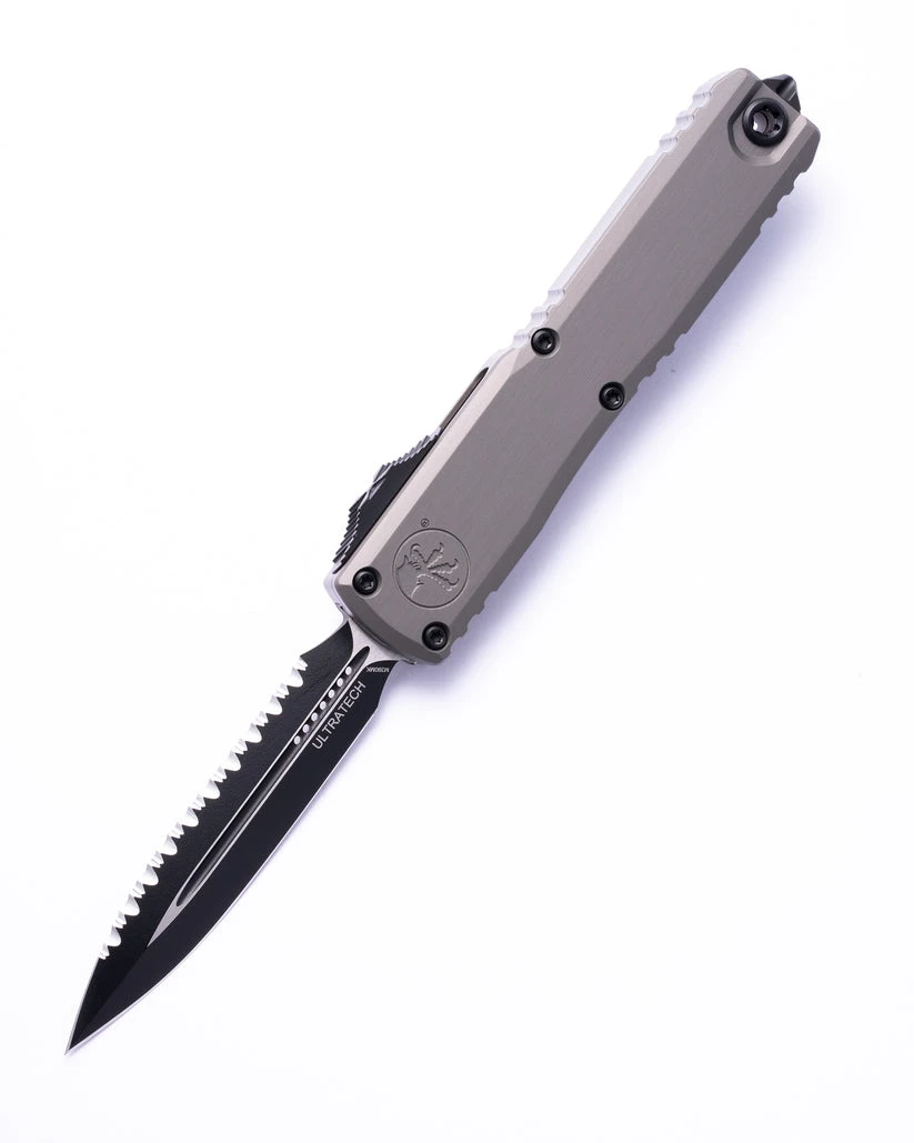 Microtech Ultratech GEN III ZBP D/E Black Full Serrated Natural Clear AUMT11223NC View 1