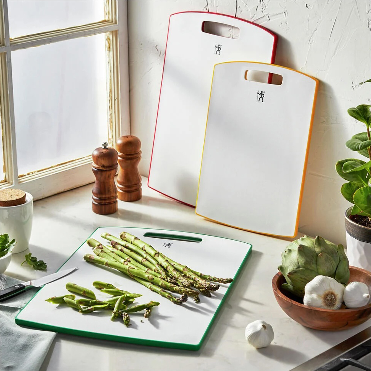 Henckels 3 pc White Cutting Board Set Multicolor Trim 1013503 View 6