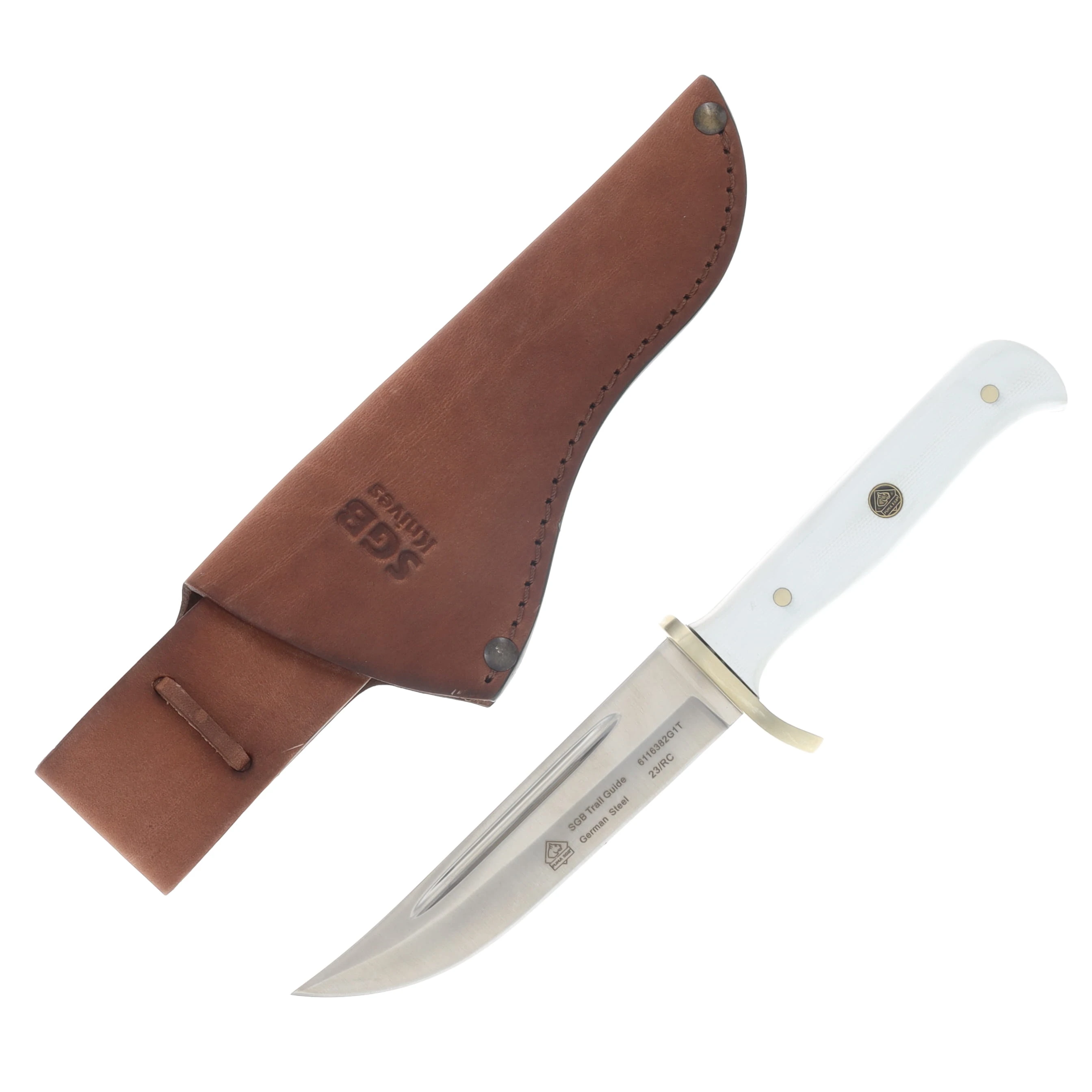 Puma SGB Trail Guide White G10 Hunting Knife 4.7in Upswept Blade PKC6116382G1T View 1