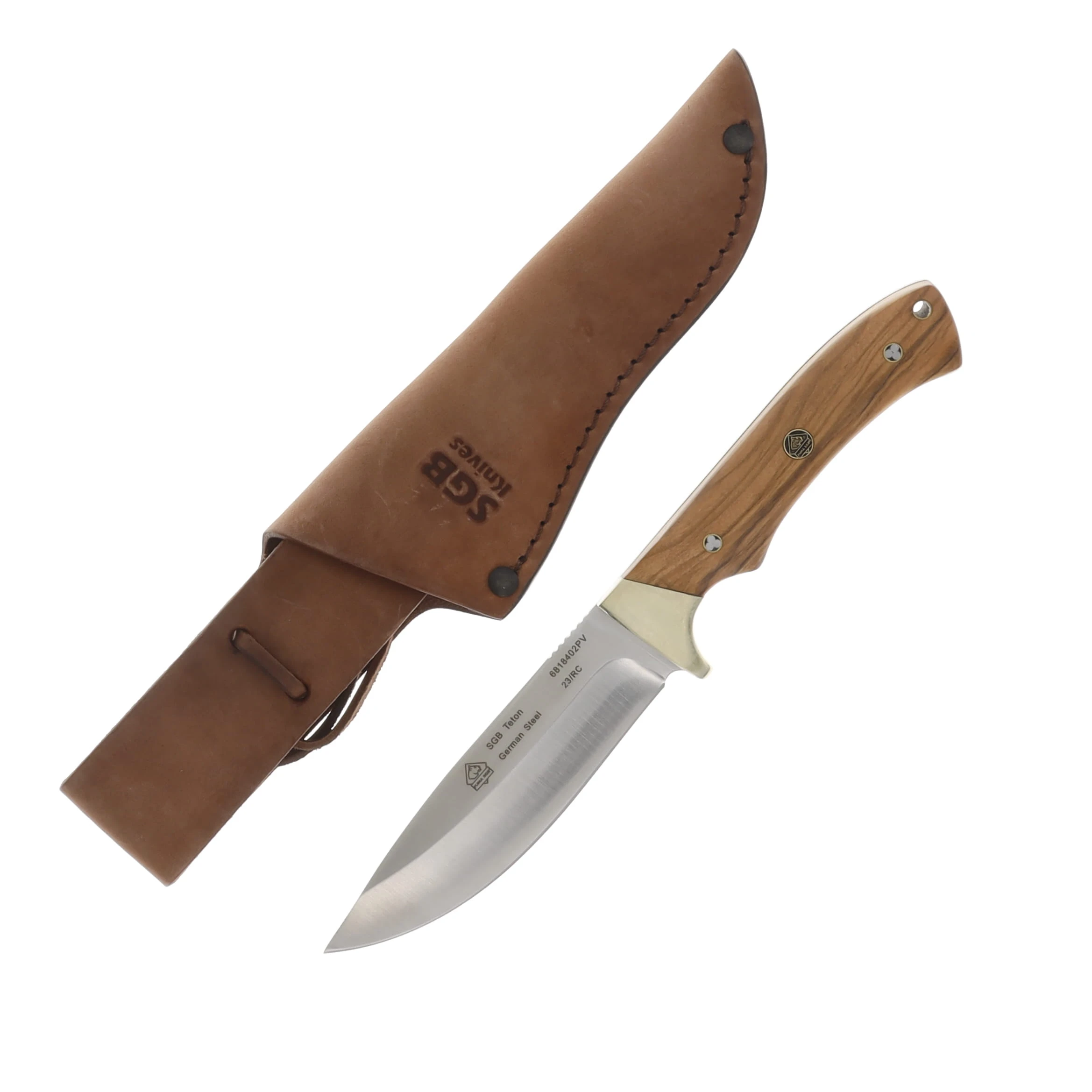 Puma SGB Teton Olive Wood 4.7 Inch Plain Satin Drop Point PKC6818402PV View 1
