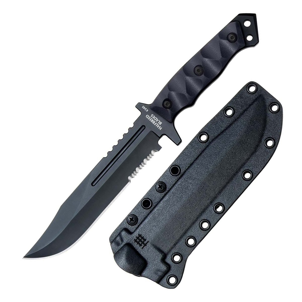Halfbreed Large Infantry Fixed Knife Sculpted G-10 6.89in Part Serrated K340 LIK01PSBLKG2K340 View 1