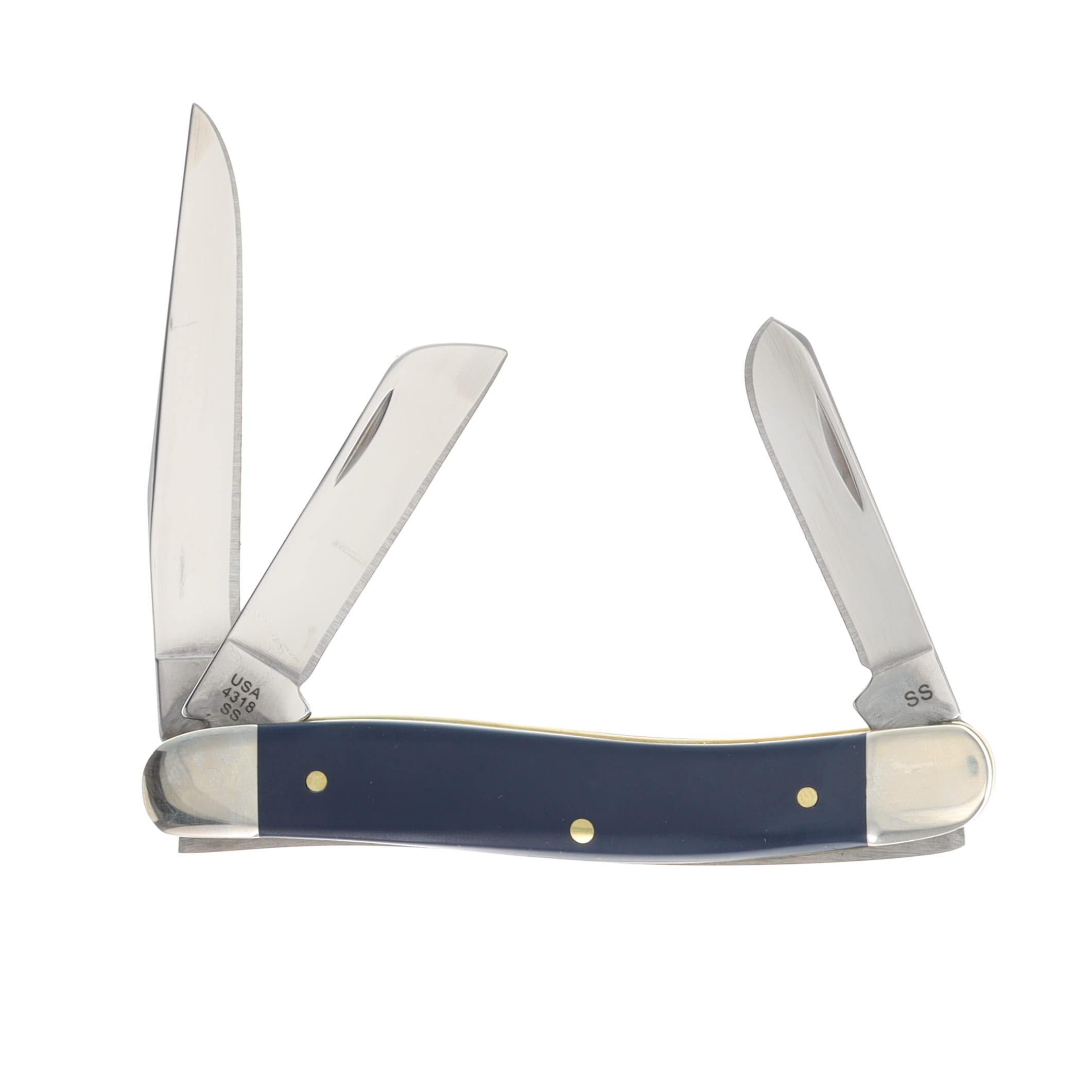 Case XX USMC Blue Smooth Synthetic Medium Stockman Folding Knife CA13209 View 2
