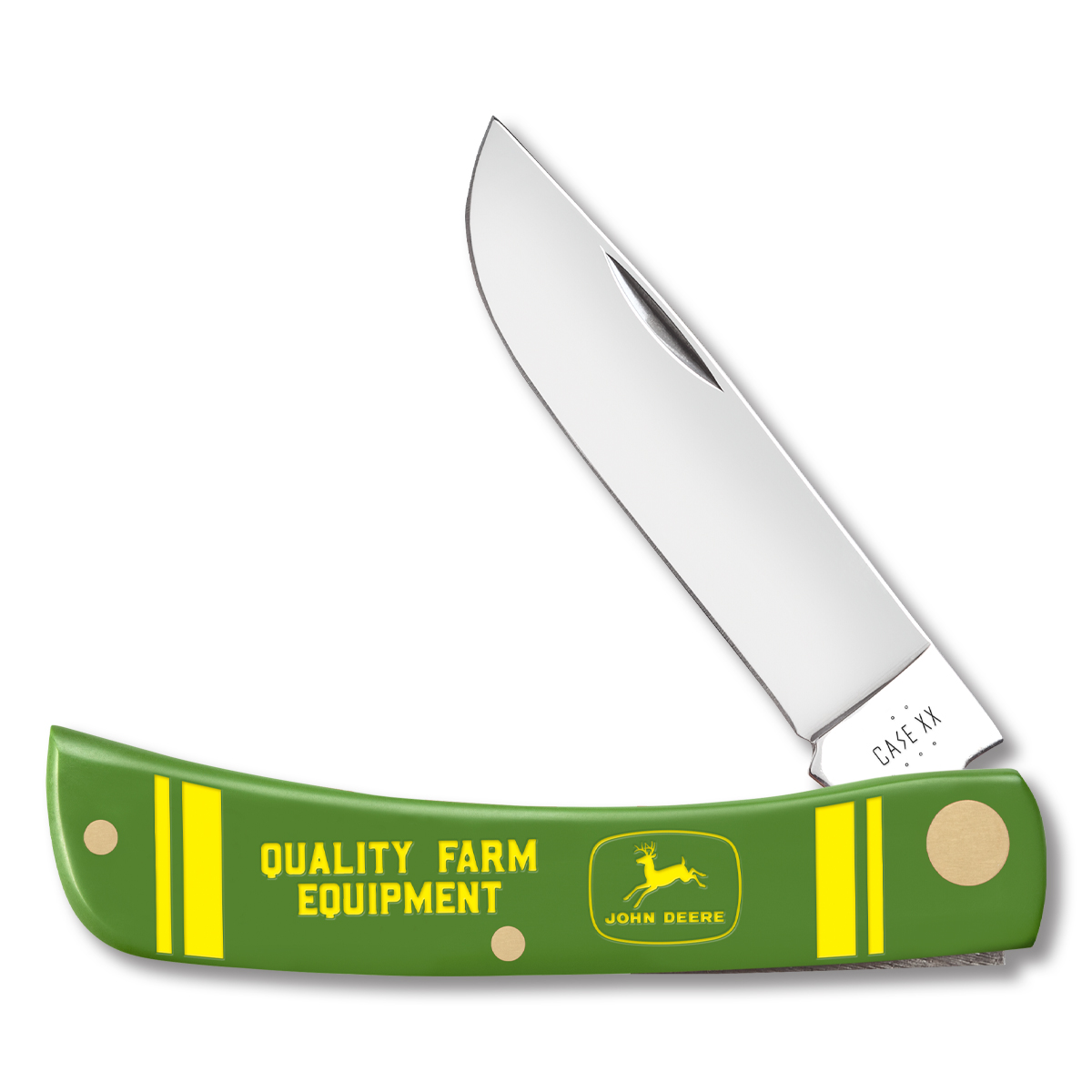 Case XX John Deere Green Smooth Synthetic Sod Buster Jr Folding Knife CA15800 View 1
