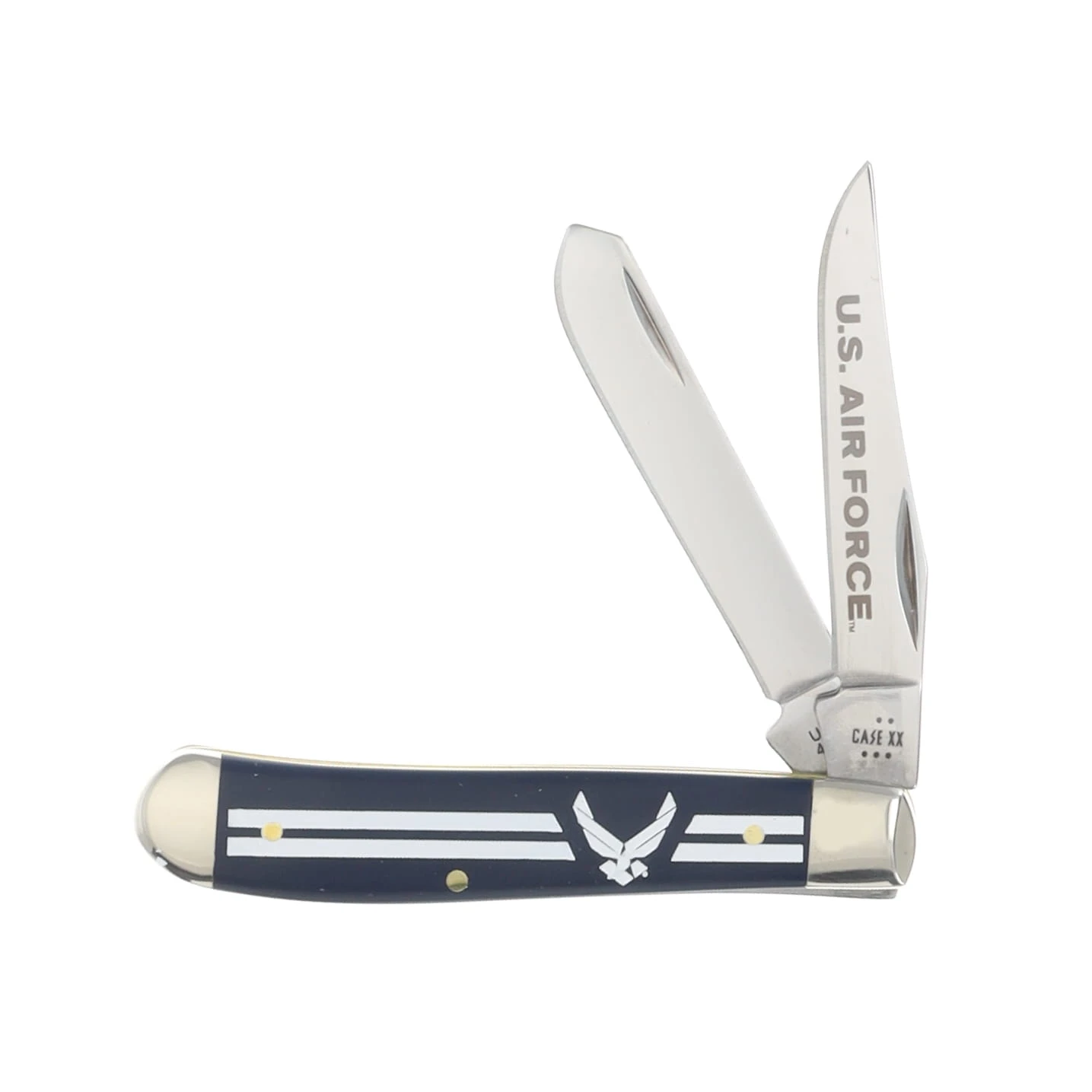 Case XX US Air Force Navy Blue Smooth Synthetic Mini Trapper Folding Knife CA32416 View 1