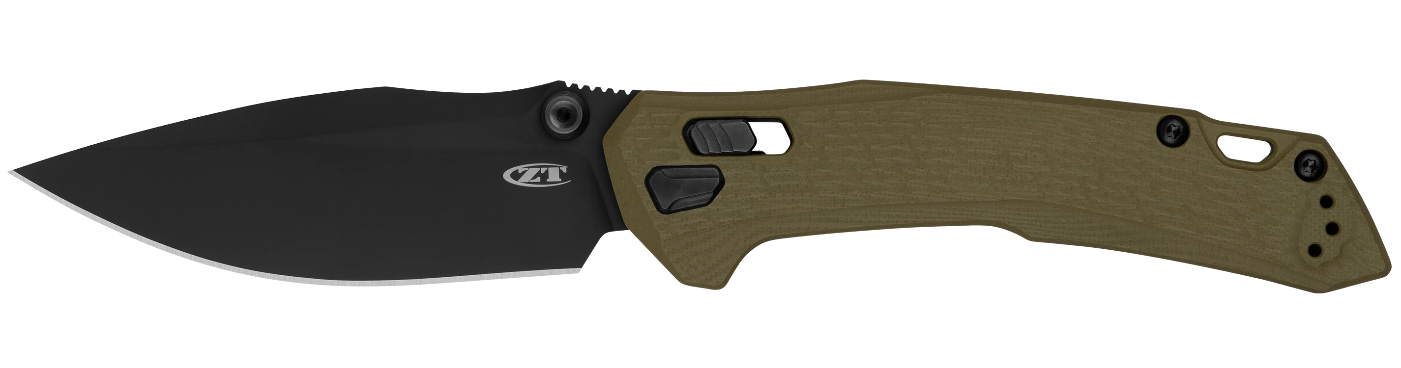 Zero Tolerance Folding Knife Olive 4 Inch Plain Black PVD Drop Point ZT0203 View 1