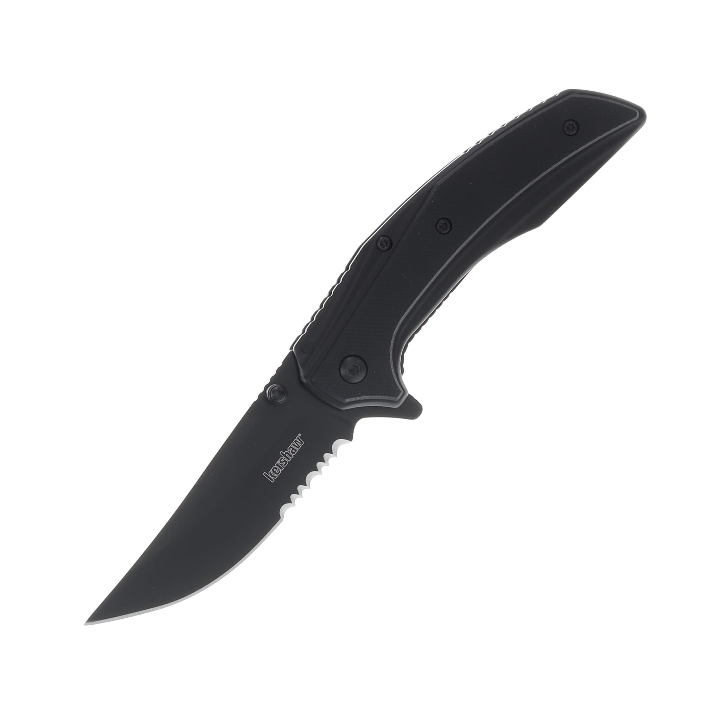 Kershaw Outright Folding Knife 3 Inch Partially Serrated Black Upswept KS8320BLKST View 1