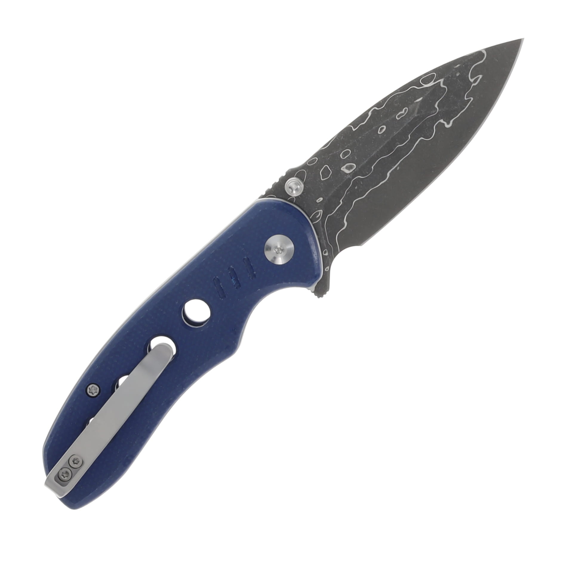 Civivi Triptych Blue Canvas Micarta Handle Damascus Blade C23085B-DS1 View 2