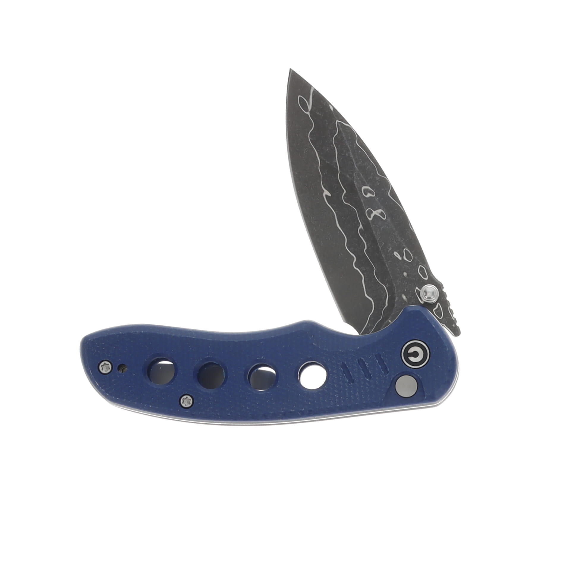 Civivi Triptych Blue Canvas Micarta Handle Damascus Blade C23085B-DS1 View 3