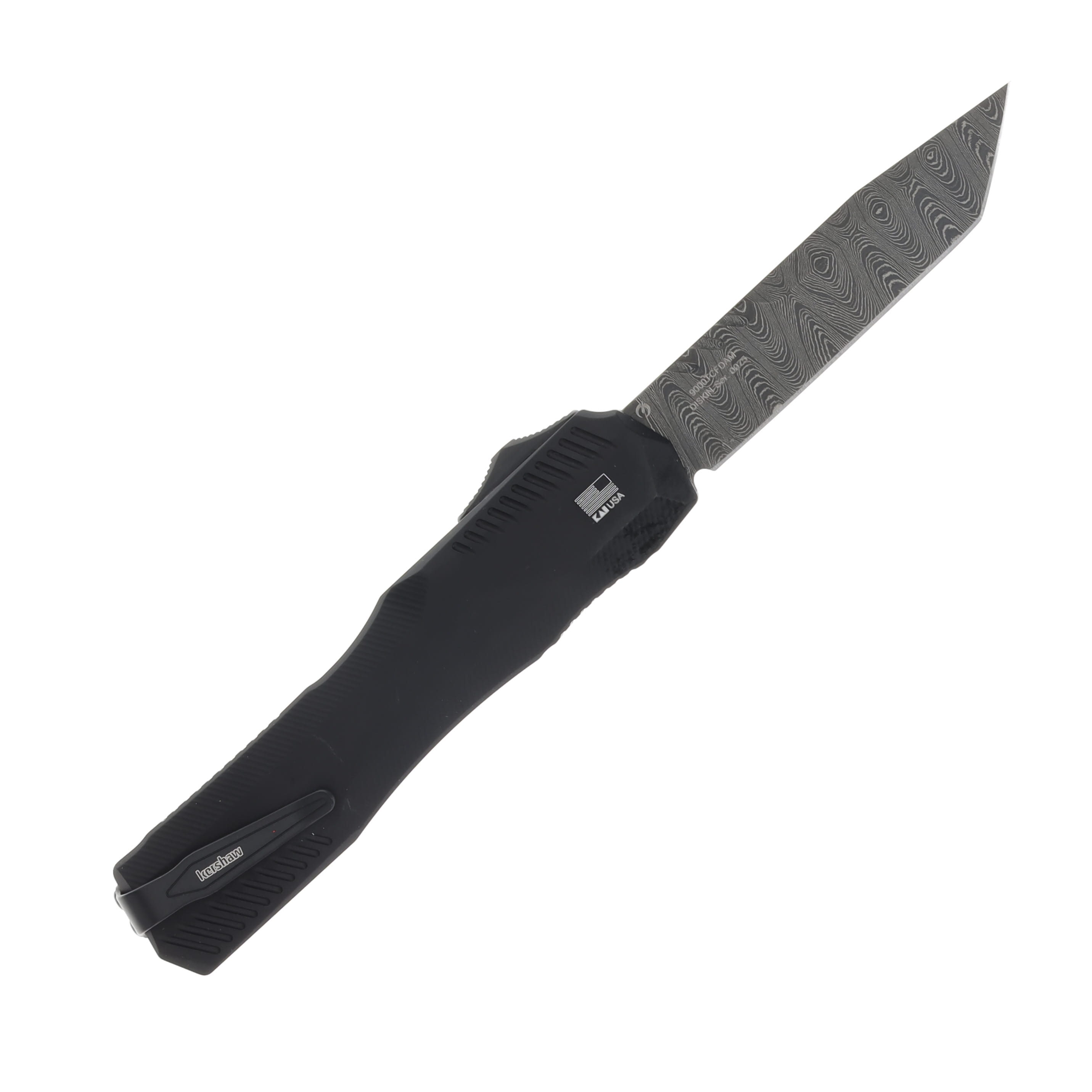 Kershaw Auto Livewire Carbon Fiber Handle Damascus Blade AUKS9000TCFDAM View 2