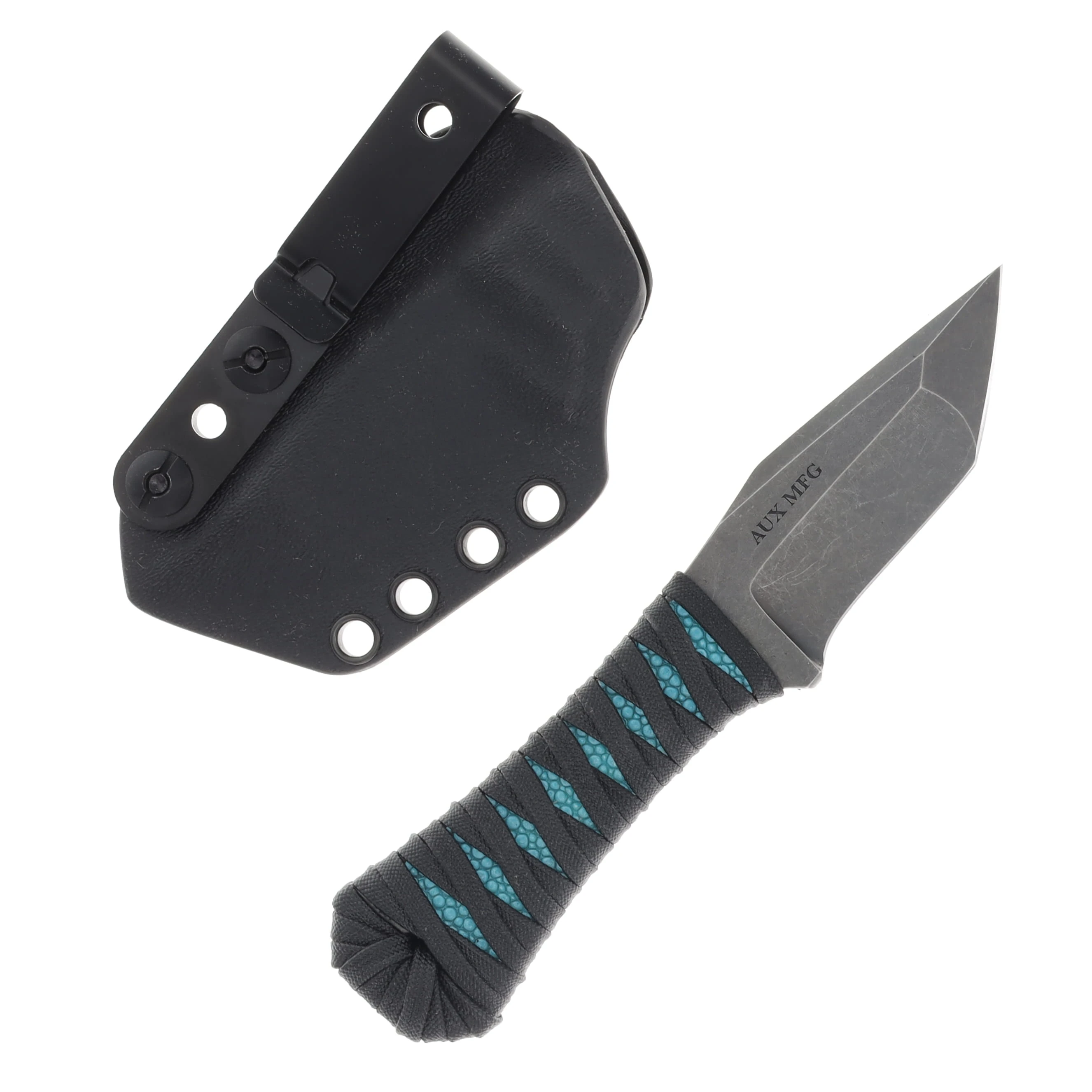 Auxiliary Manufacturing Coffin Tanto Stingray Wrapped Handle-Teal AMCOFFINTANTO-SWH-T View 2