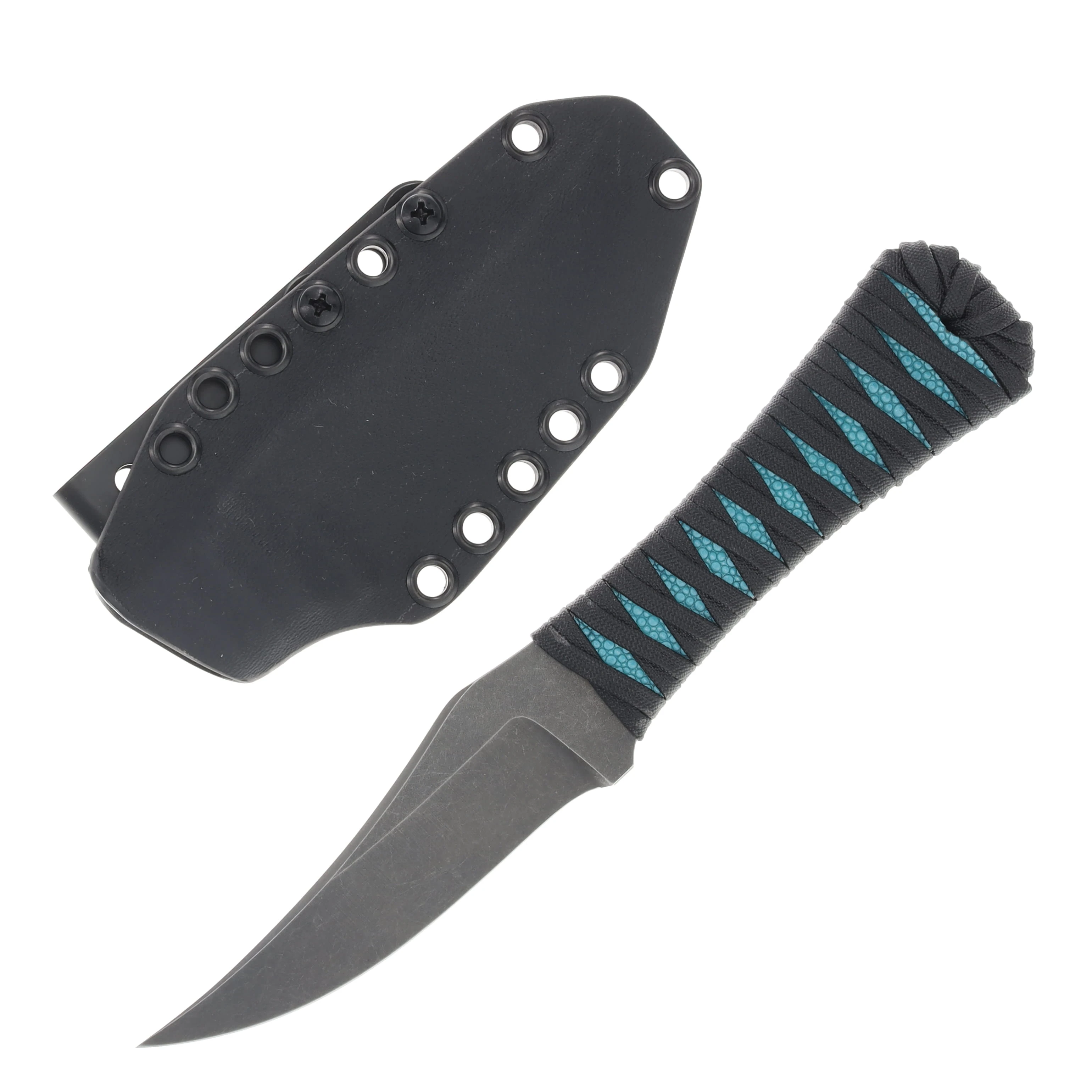 Auxiliary Manufacturing Pocket Bowie XL Stingray Wrapped Handle -Teal AMPBXL-SWH-T View 1
