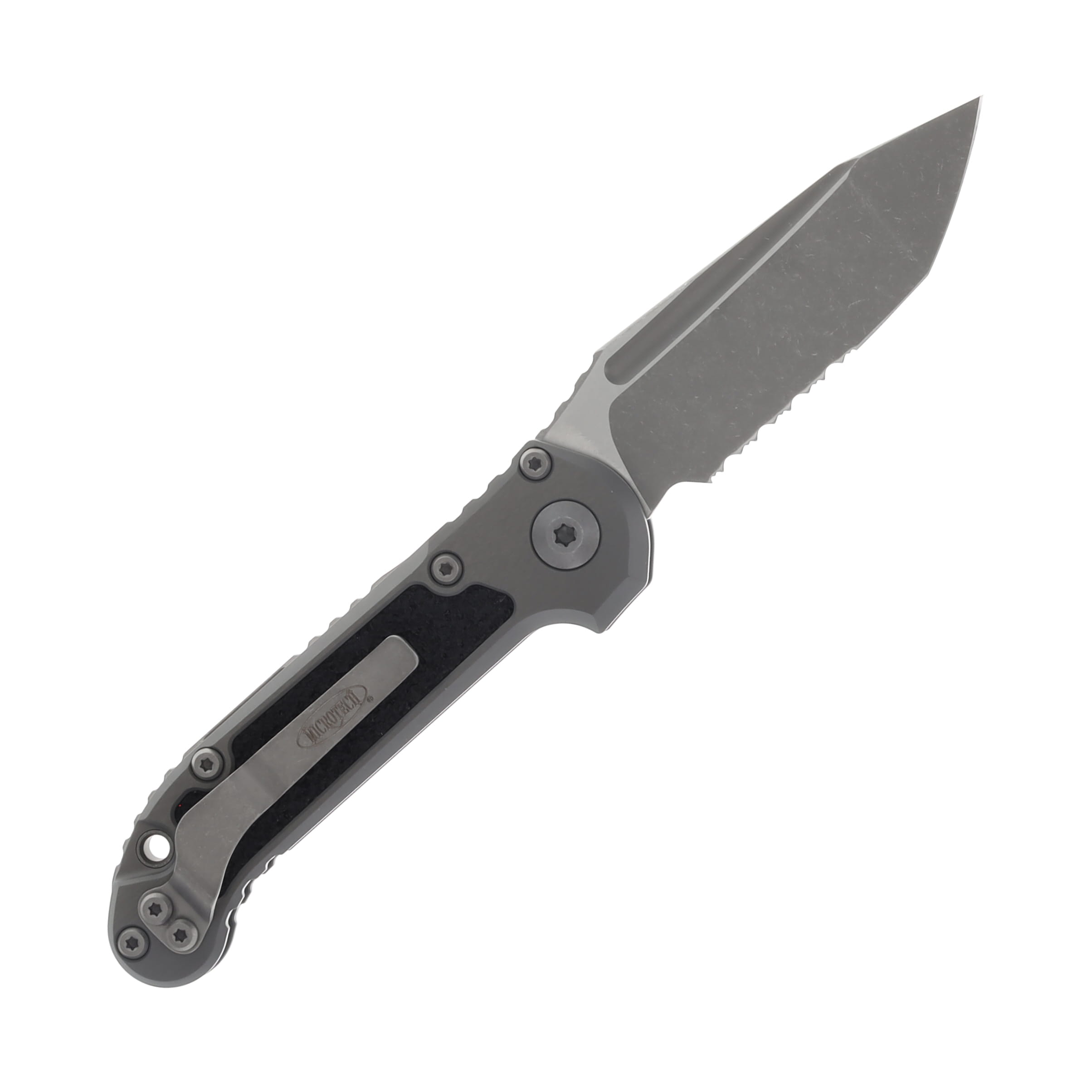 Microtech L.U.D.T. T/E Gen III Natural Clear Apocalyptic Partial Serrated AUMT113611APNC View 2