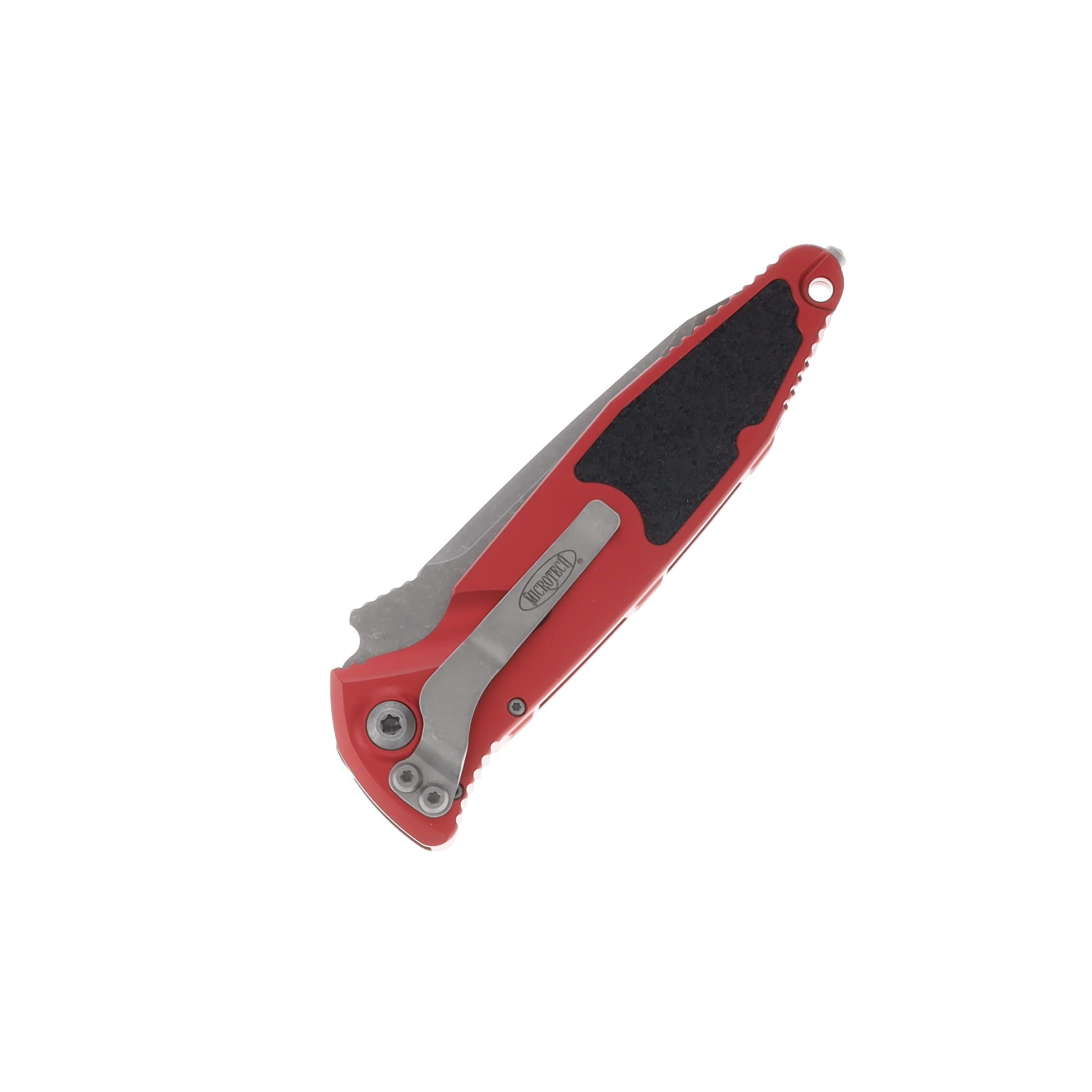 Microtech SOCOM Elite Automatic Knife Apocalyptic Stonewash Half Serrated/Red AUMT161A11APRD View 2