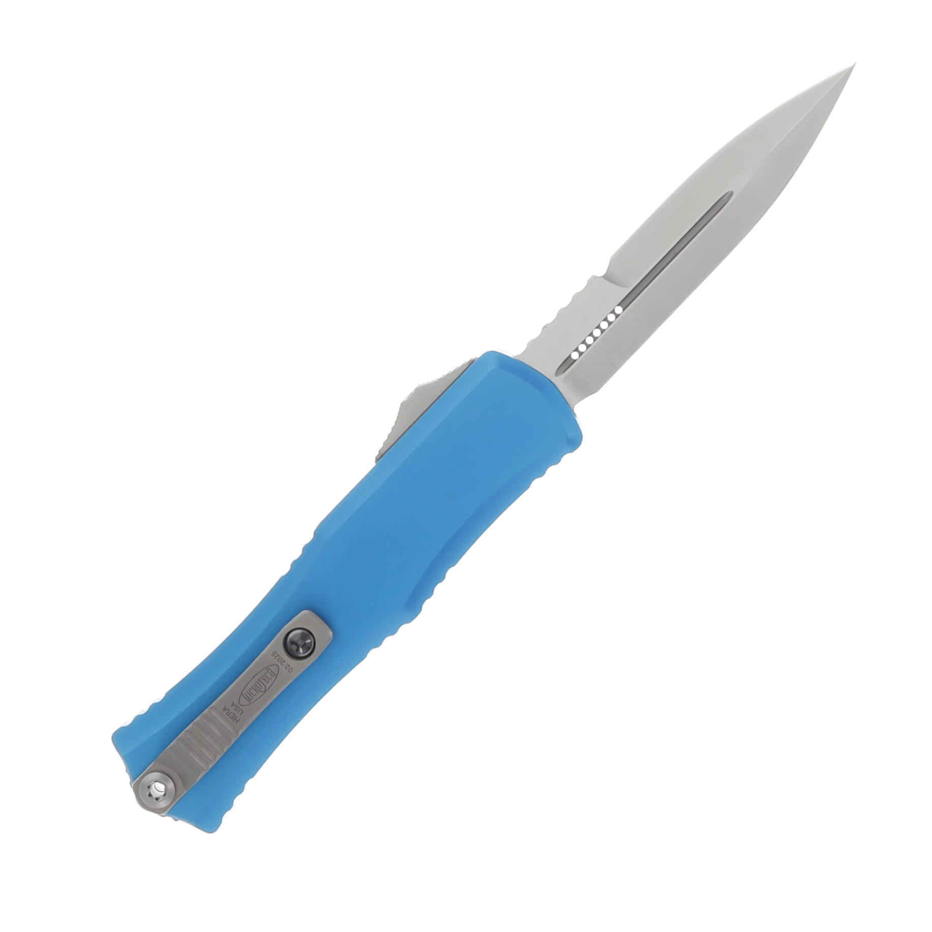 Microtech Mini Hera OTF Knife Satin Bayonet/Blue AUMT1701M4BL View 2