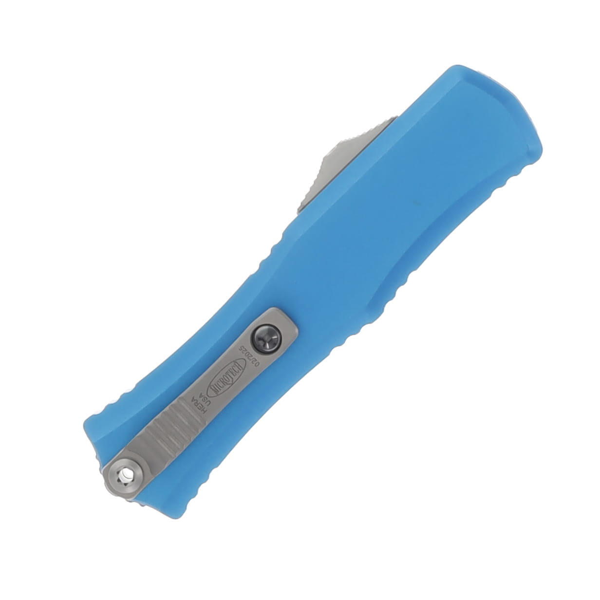 Microtech Mini Hera OTF Knife Satin Bayonet/Blue AUMT1701M4BL View 3