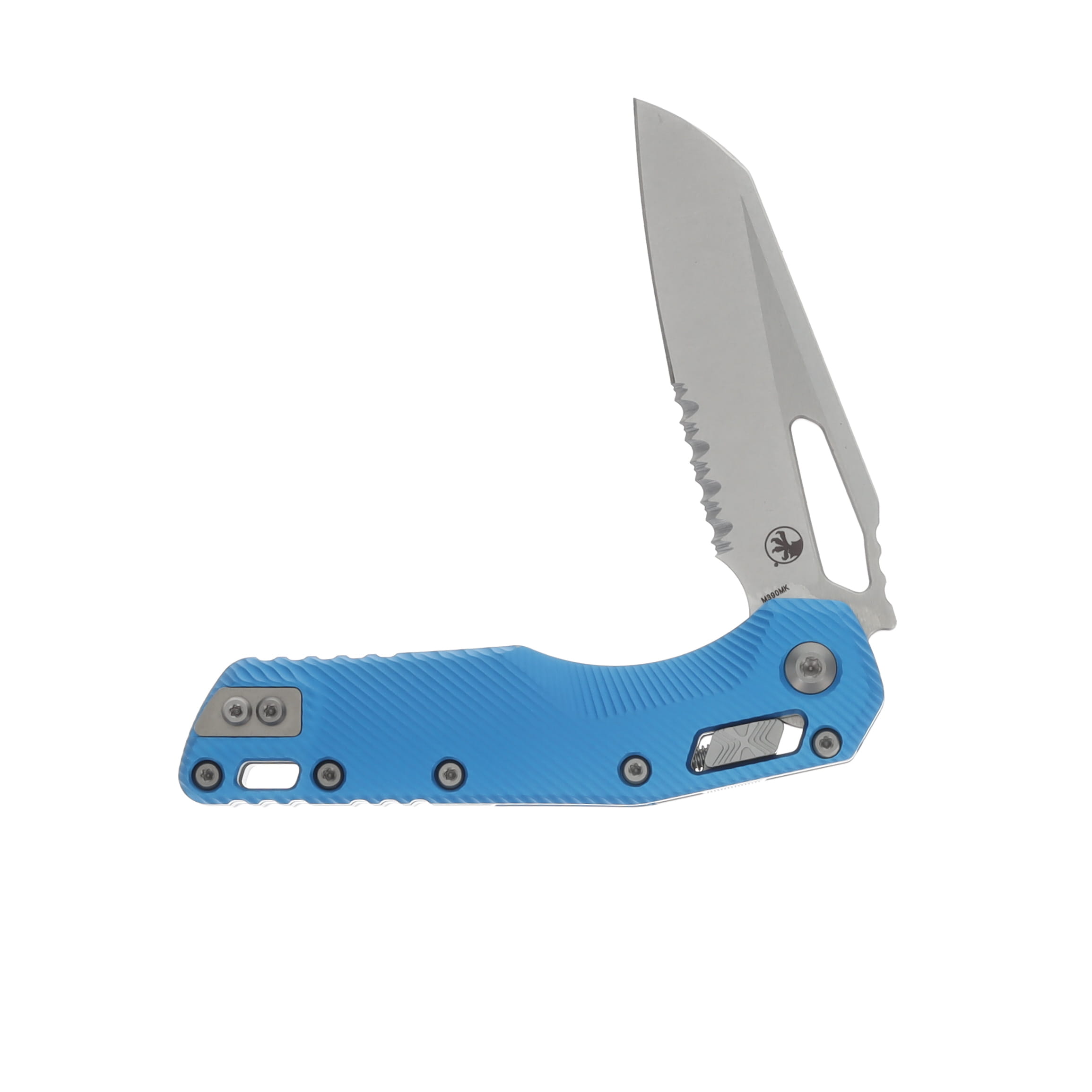 Microtech MSI Ram-Lok Fluted Blue 3.88in Part Serr Stonewash Blade MT21011FLBL View 3