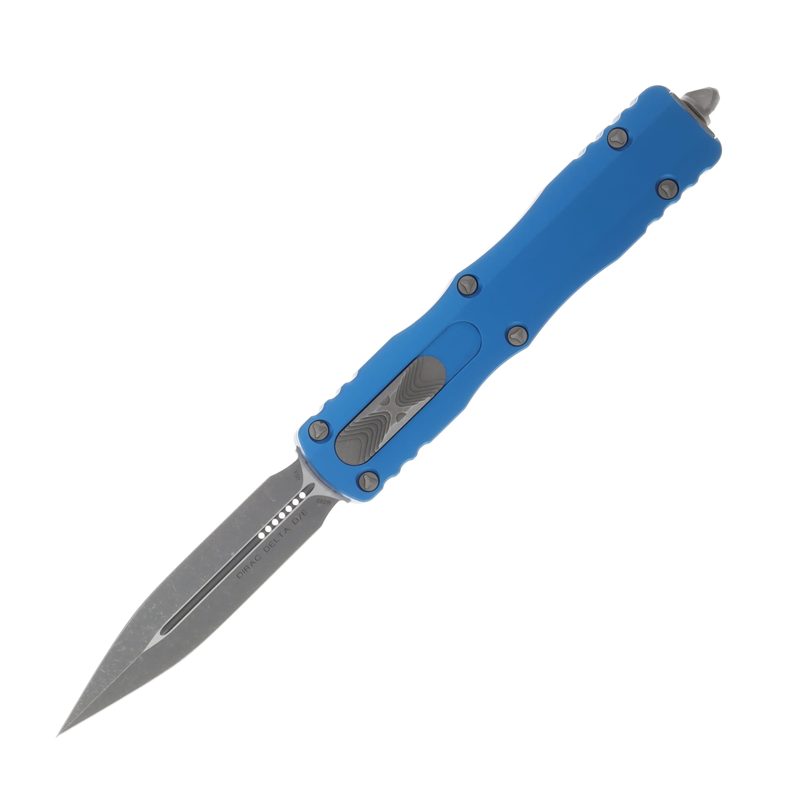 Microtech Dirac Delta OTF Automatic Knife Stonewash Apocalyptic Dagger/Blue AUMT22710APBL View 2