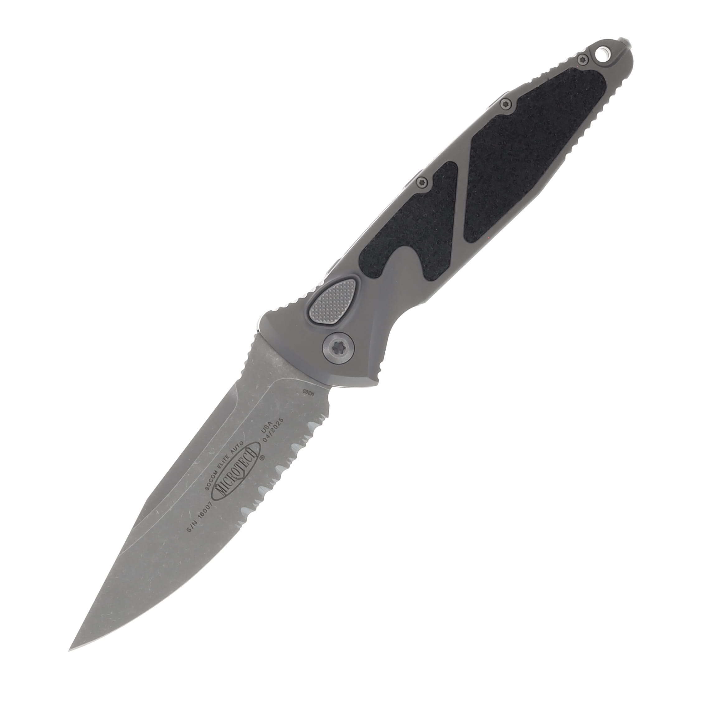 Microtech SOCOM Elite Automatic Knife Apocalyptic Half Serrated/Natural Clear Aluminum AUMT160A11APNC View 1