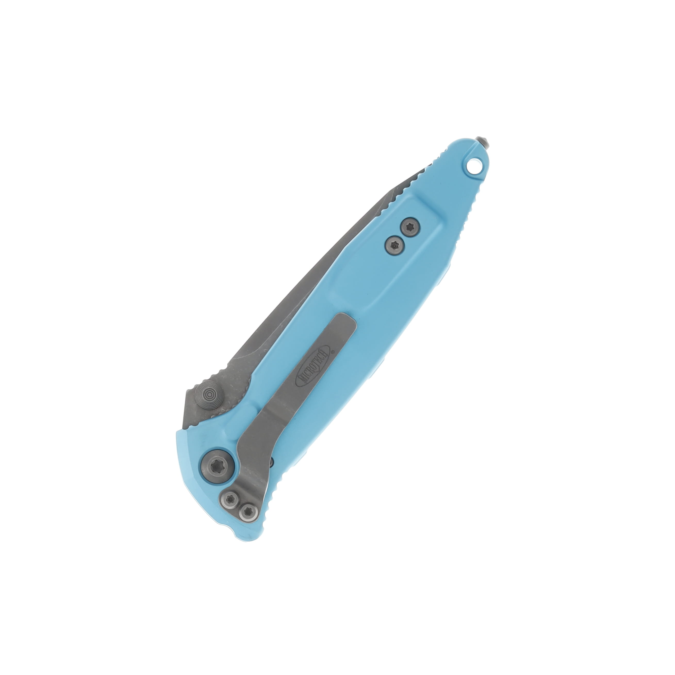 Microtech SOCOM Elite Linerlock Folding Knife Apocalyptic Half Serrated Tanto/Turquoise MT16111APTQ View 3