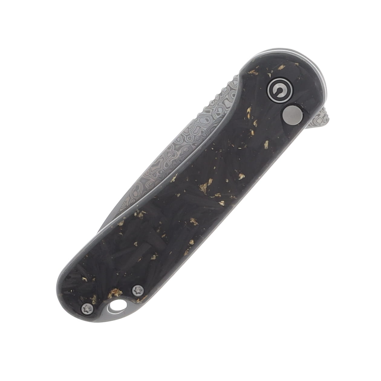CIVIVI Elementum II Shredded Carbon Fiber - Golden Shred Resin 2.96in Plain Drop Point C18062P-10 View 4