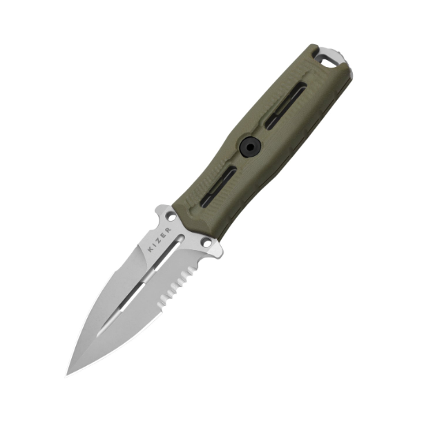 Kizer Norcross Olive Green 4.09 Inch Part Serr Stonewash Spear Point ZX-FB01A4 View 1