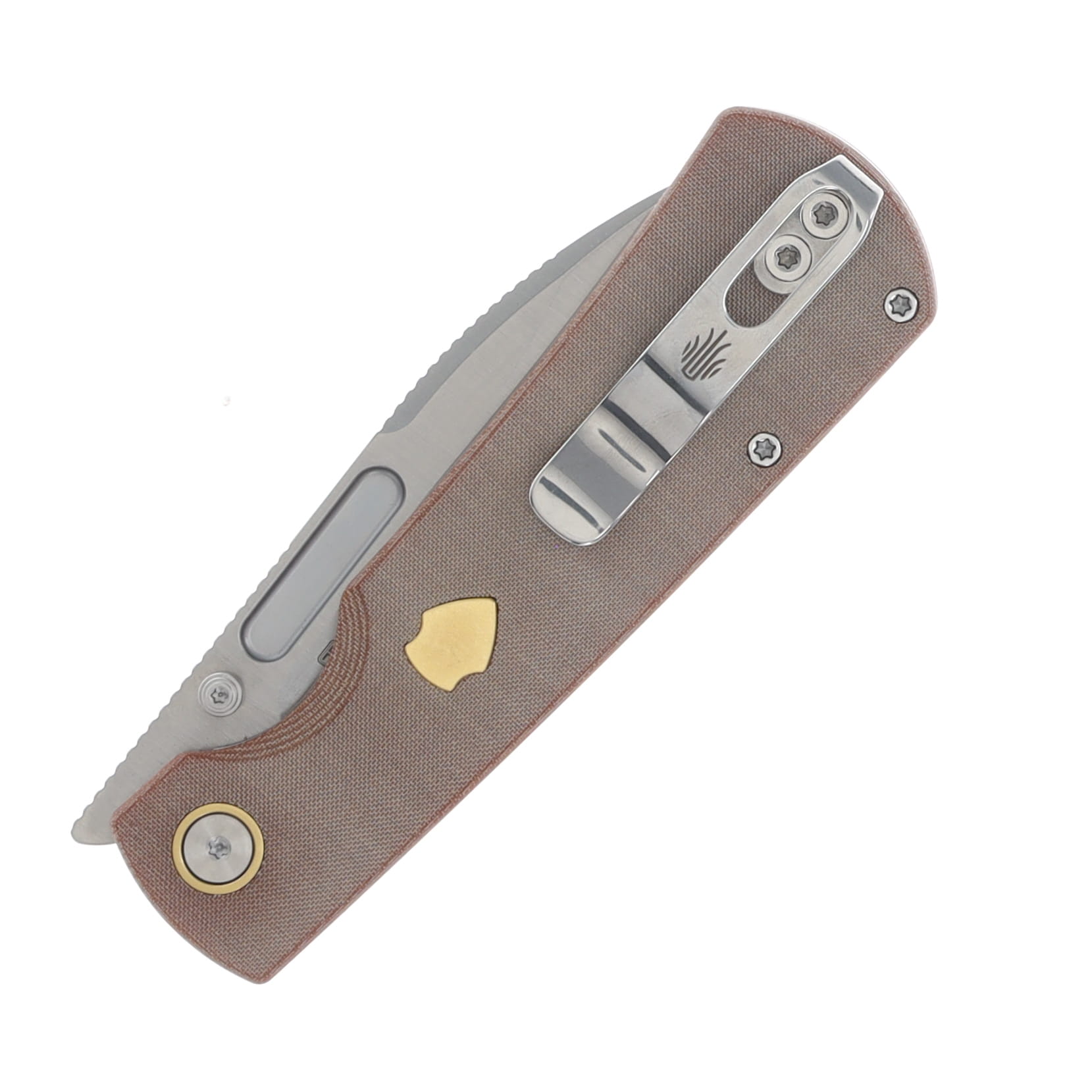 Kizer Retro Folding Knife Khaki 3.54 Inch Plain Satin Drop Point V4726A1 View 4