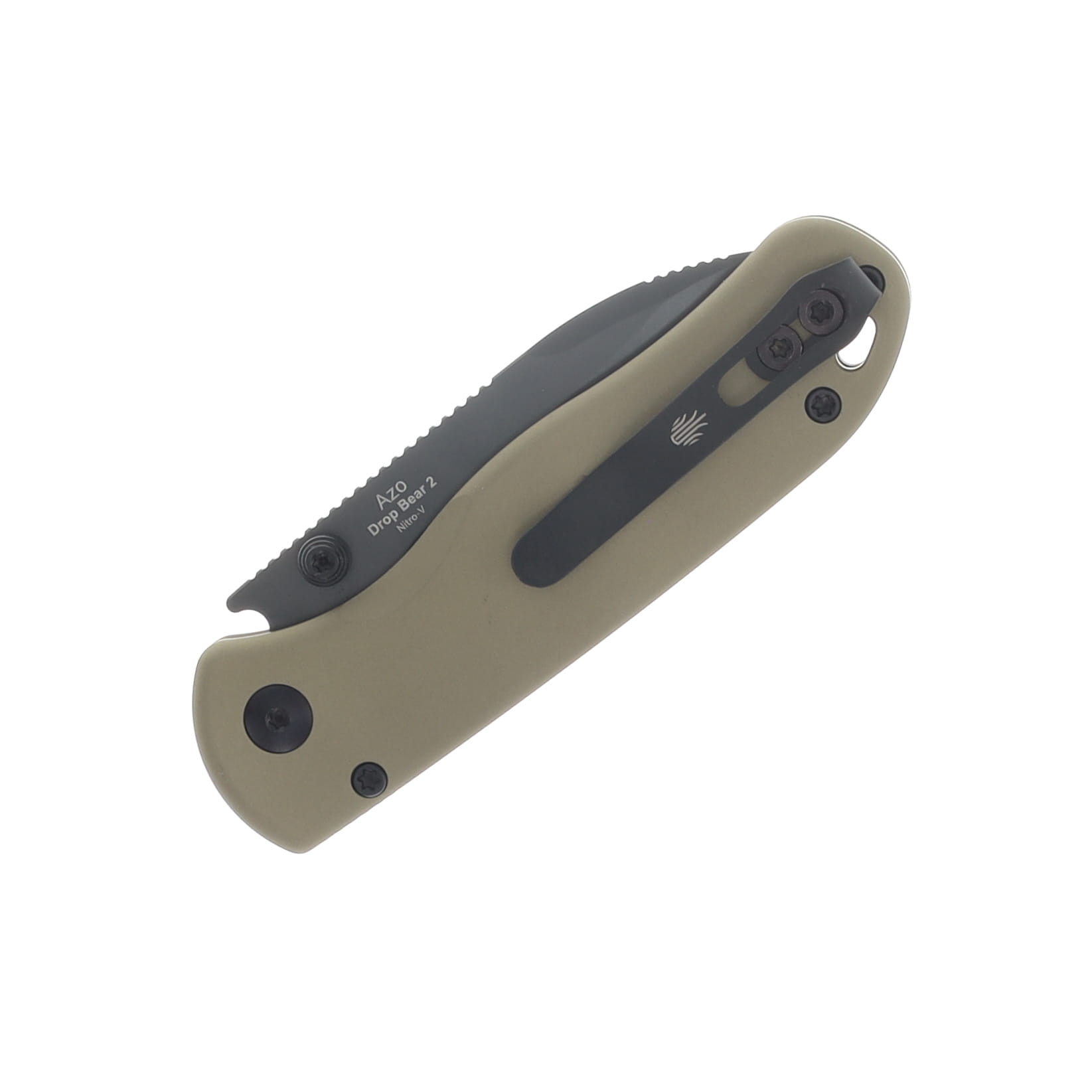 Kizer Drop Bear 2 Tan Aluminum 2.92 Inch Plain Black Drop Point V3619.2CD1 View 5