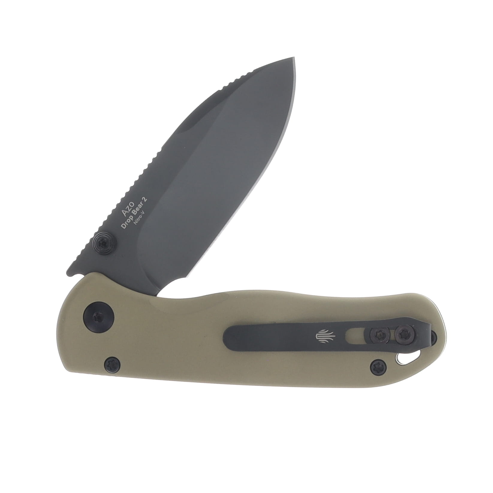 Kizer Drop Bear 2 Tan Aluminum 2.92 Inch Plain Black Drop Point V3619.2CD1 View 4