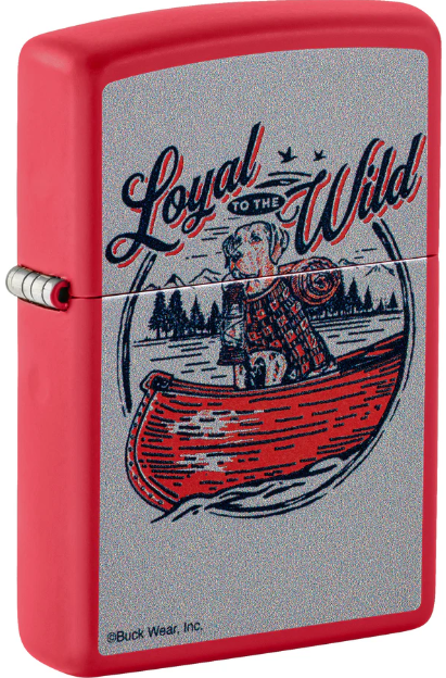 Zippo Lighter Buck Wear Canoe Scene Design Red Matte ZP46591 View 2