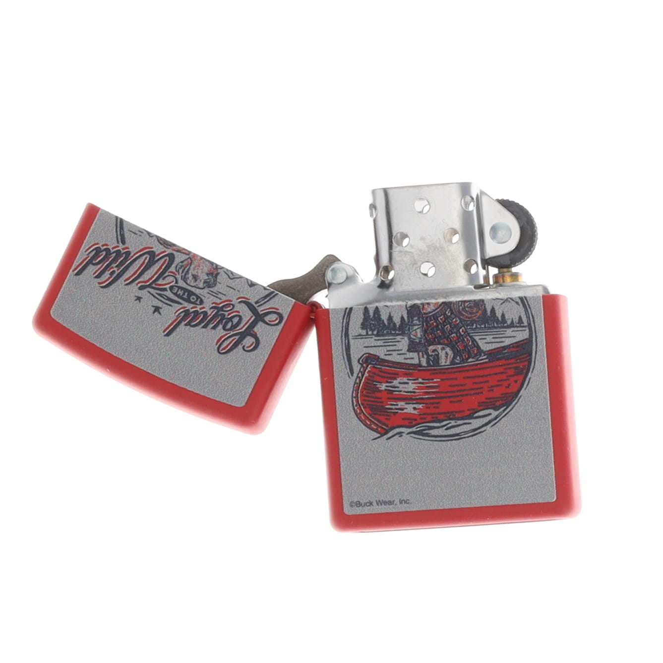 Zippo Lighter Buck Wear Canoe Scene Design Red Matte ZP46591 View 3