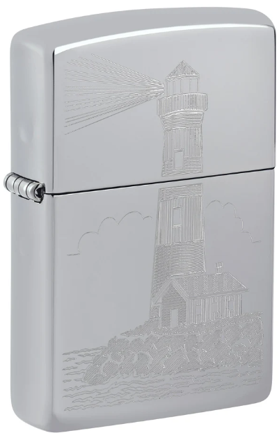 Zippo Lighter Lighthouse Design High Polish Chrome ZP46725 View 4