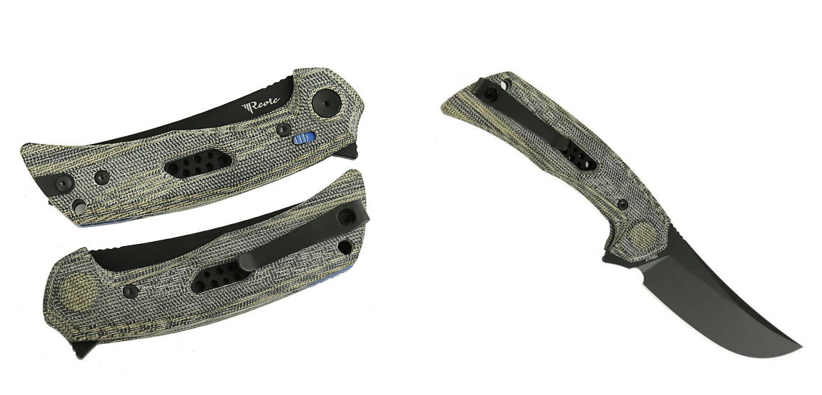 REATE PL-7 Folding Knife Green - Black 3.5in Plain Black PVD Drop Point REPL7-6 View 1