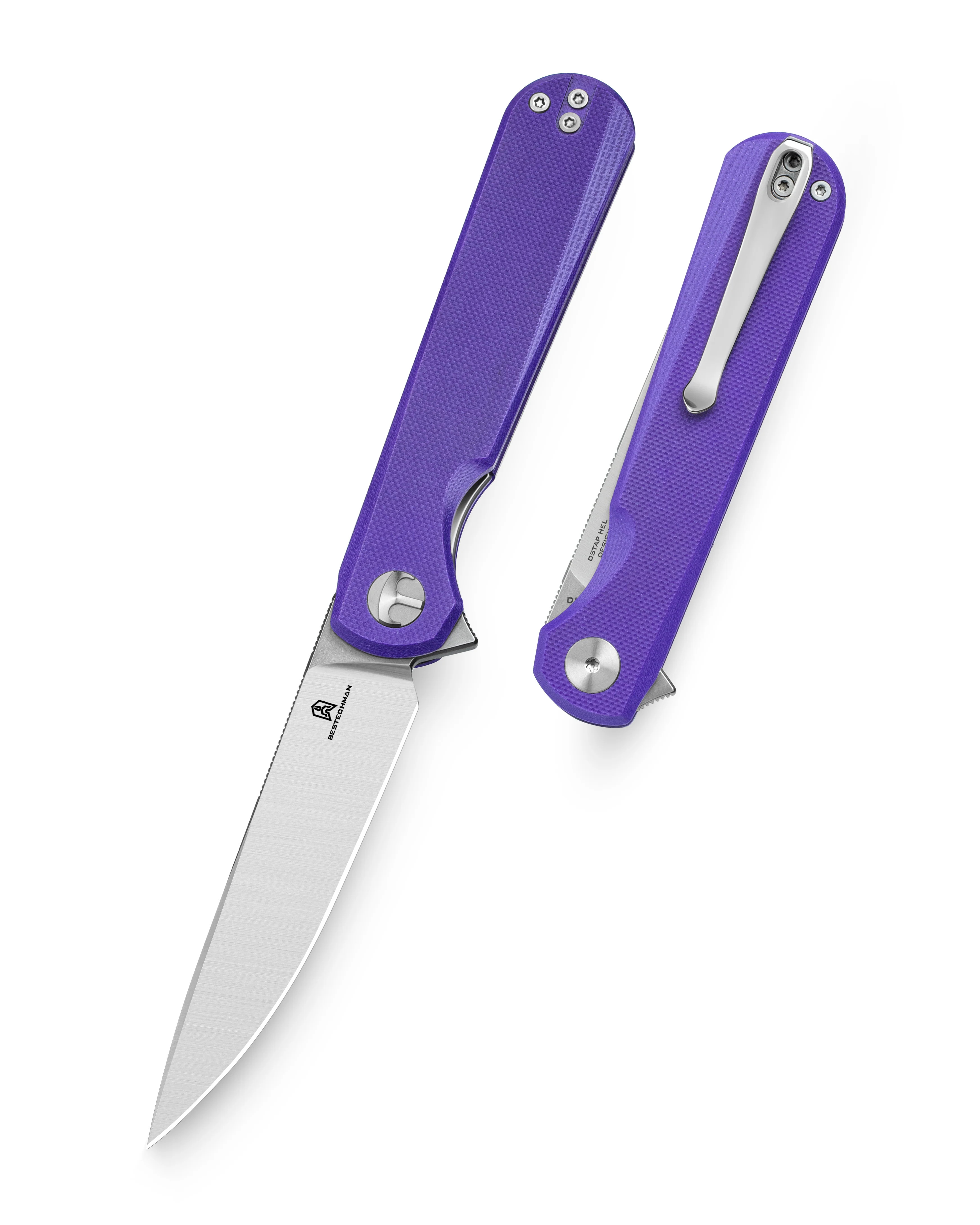 Bestechman Flick Purple G10 3.49in Satin-Stonewash Blade BMK13B View 4